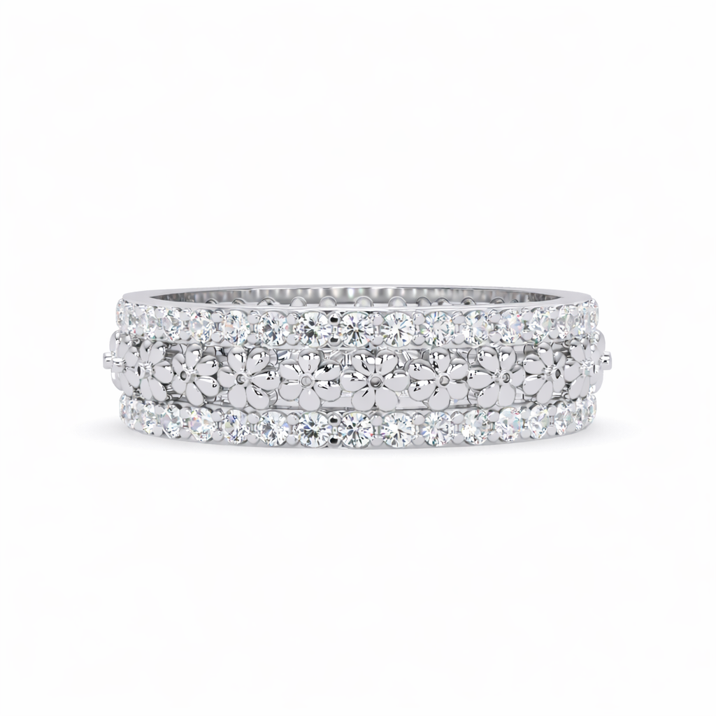 Lab Grown Diamond 0.80 CTW Round Multi-Row Eternity Ring- Sterling Silver