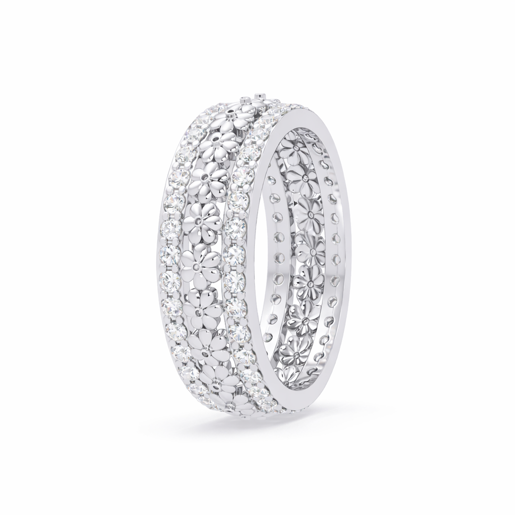Lab Grown Diamond 0.80 CTW Round Multi-Row Eternity Ring- Sterling Silver