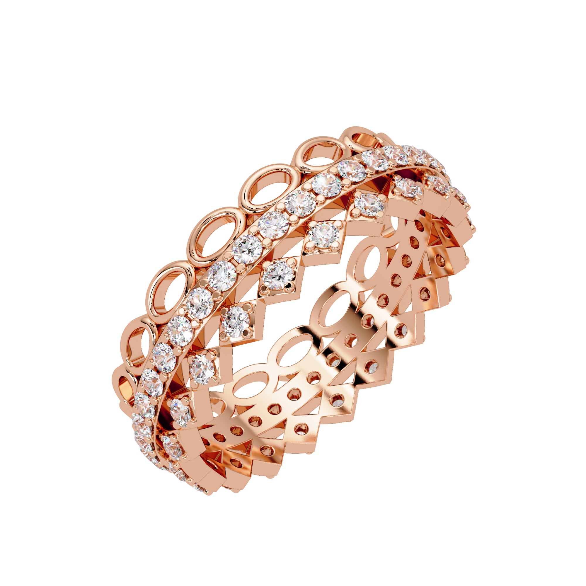 Lab Grown Diamond 0.65 CTW Round Open Circle Multi-Row Eternity Ring- Sterling Silver