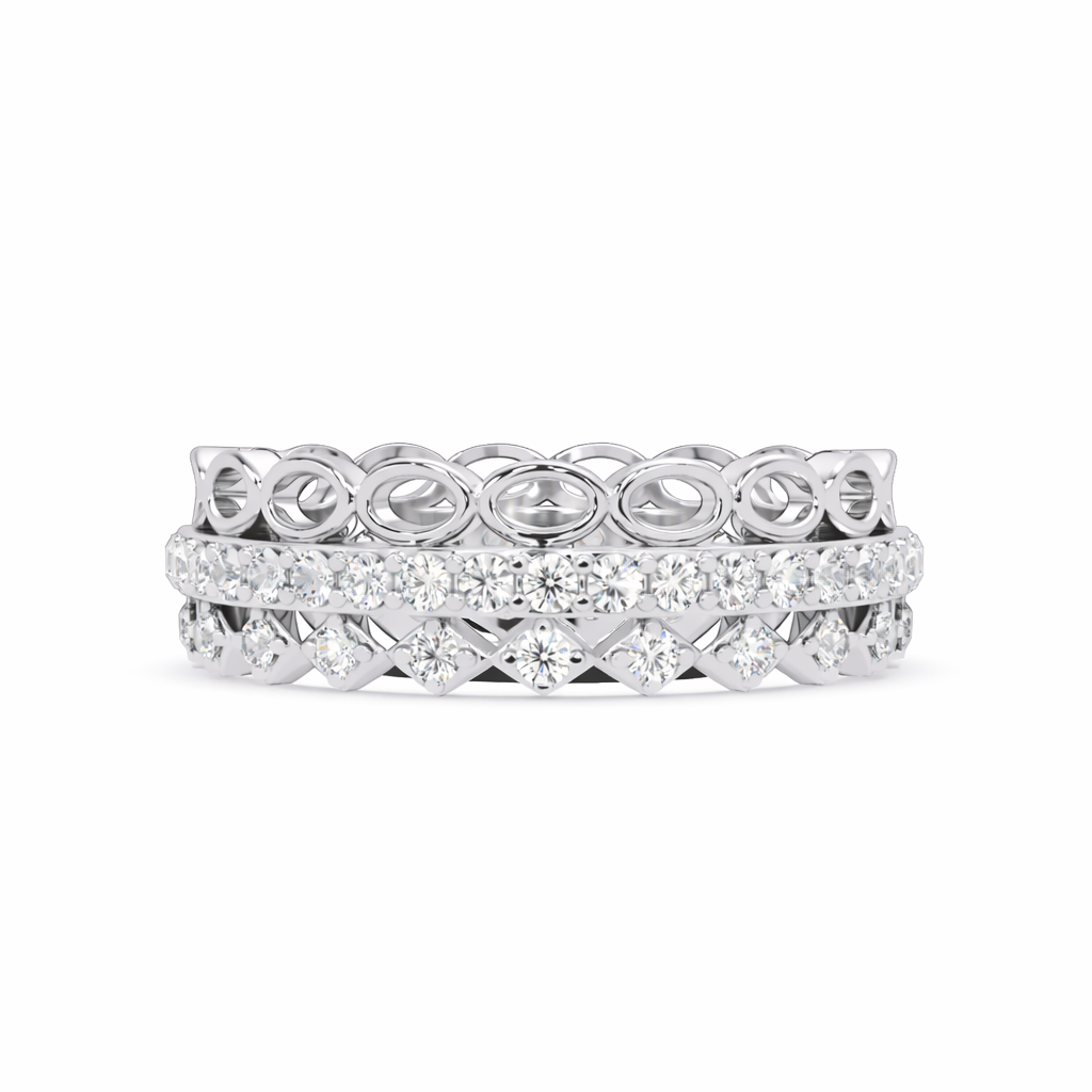 Lab Grown Diamond 0.65 CTW Round Open Circle Multi-Row Eternity Ring- Sterling Silver
