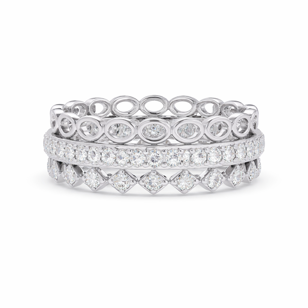 Lab Grown Diamond 0.65 CTW Round Open Circle Multi-Row Eternity Ring- Sterling Silver