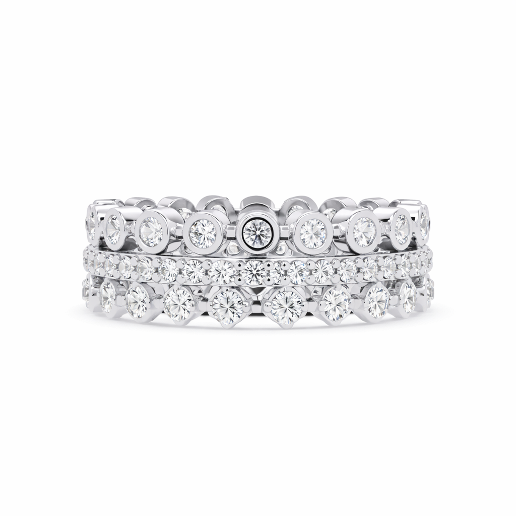 Lab Grown Diamond 0.60 CTW Round Open Scroll Multi-Row Ring- Sterling Silver