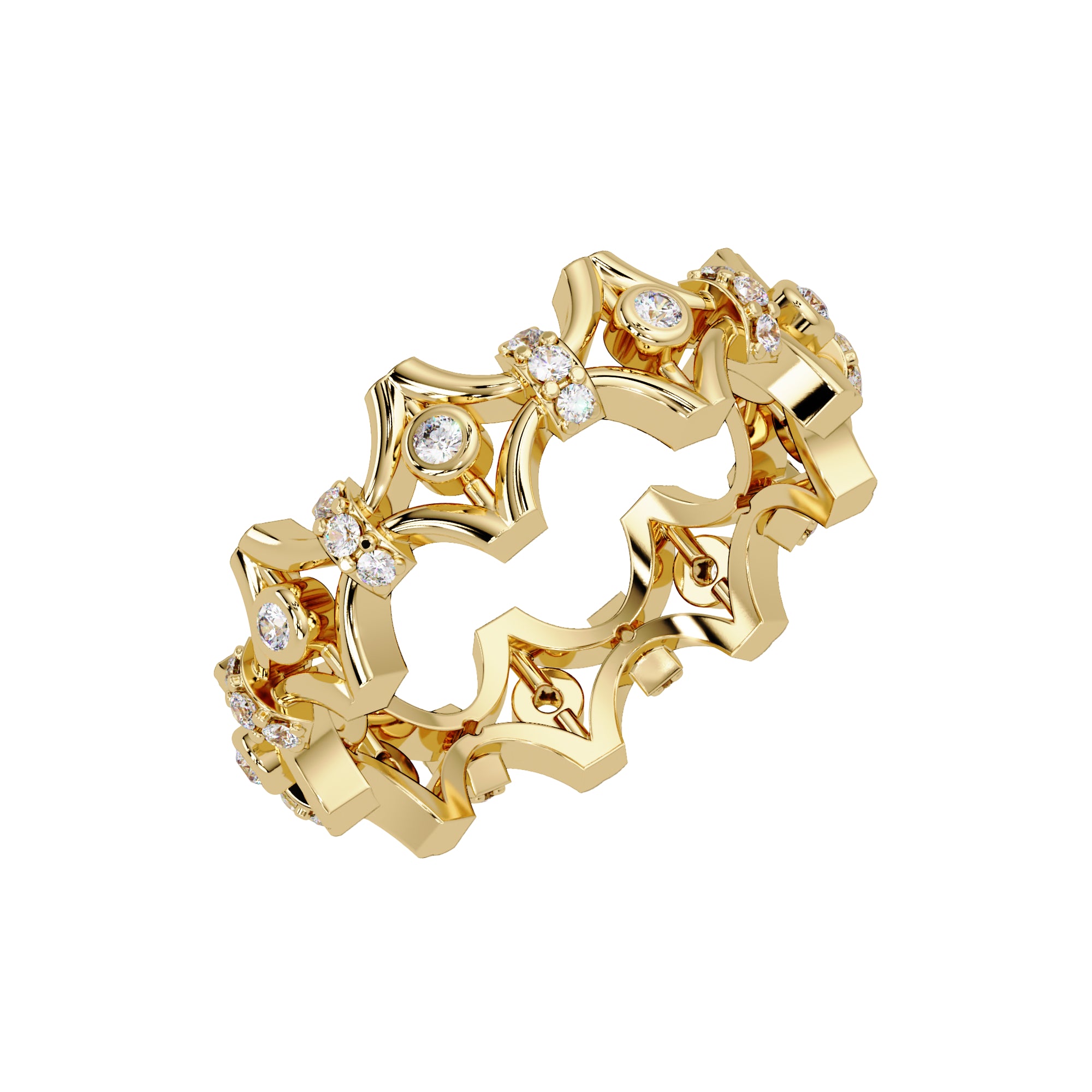 Lab Grown Diamond 0.25 CTW Round Openwork Geometric Band Ring- Sterling Silver