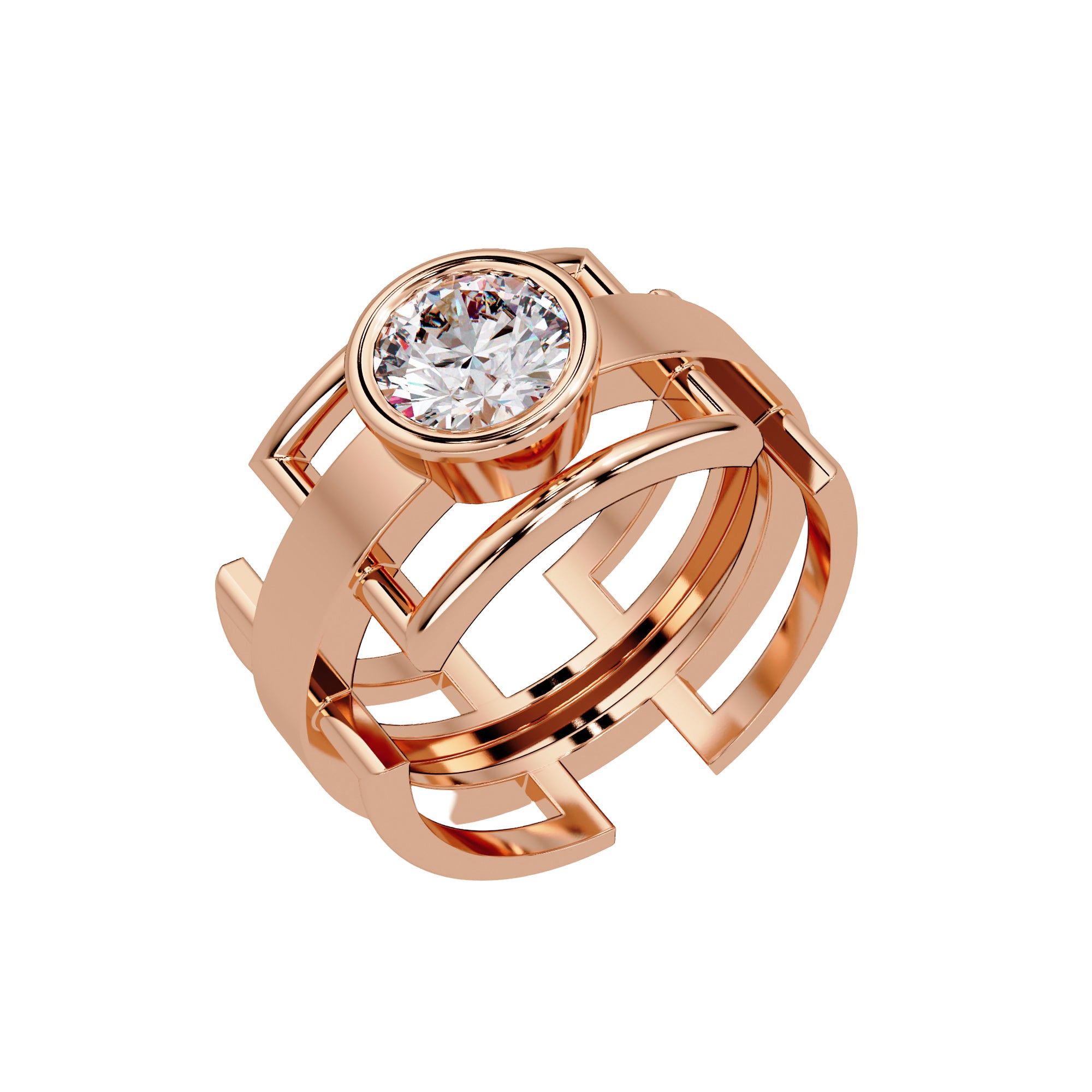 Lab Grown Diamond 1.00 CTW Round Bezel Set Ring- Sterling Silver