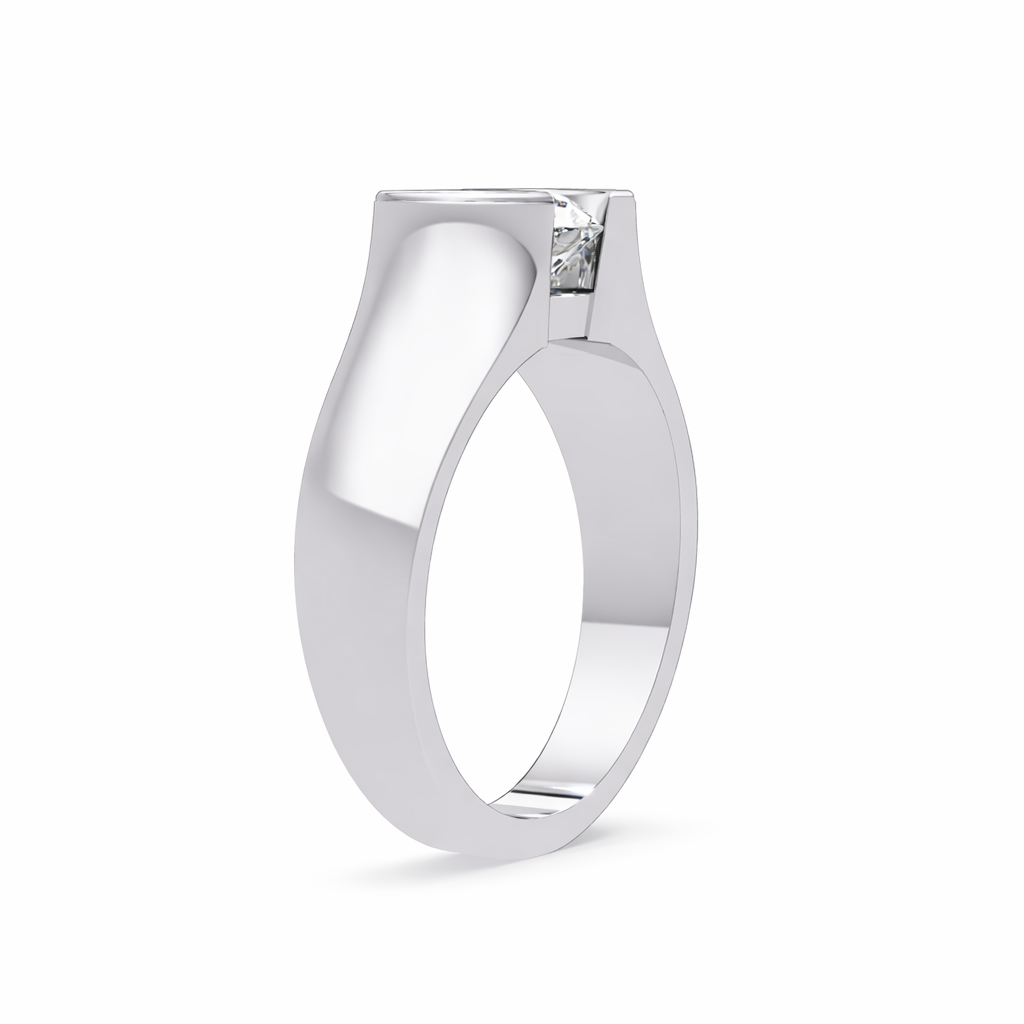 Lab Grown Diamond 1.50 CTW Round Half Bezel Solitaire Ring- Sterling Silver