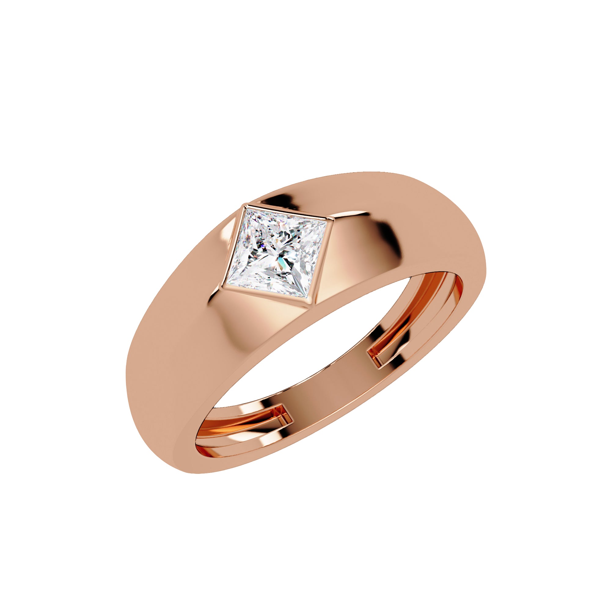 Lab Grown Diamond 0.50 CTW Round Bezel Solitaire Men's Ring- Sterling Silver