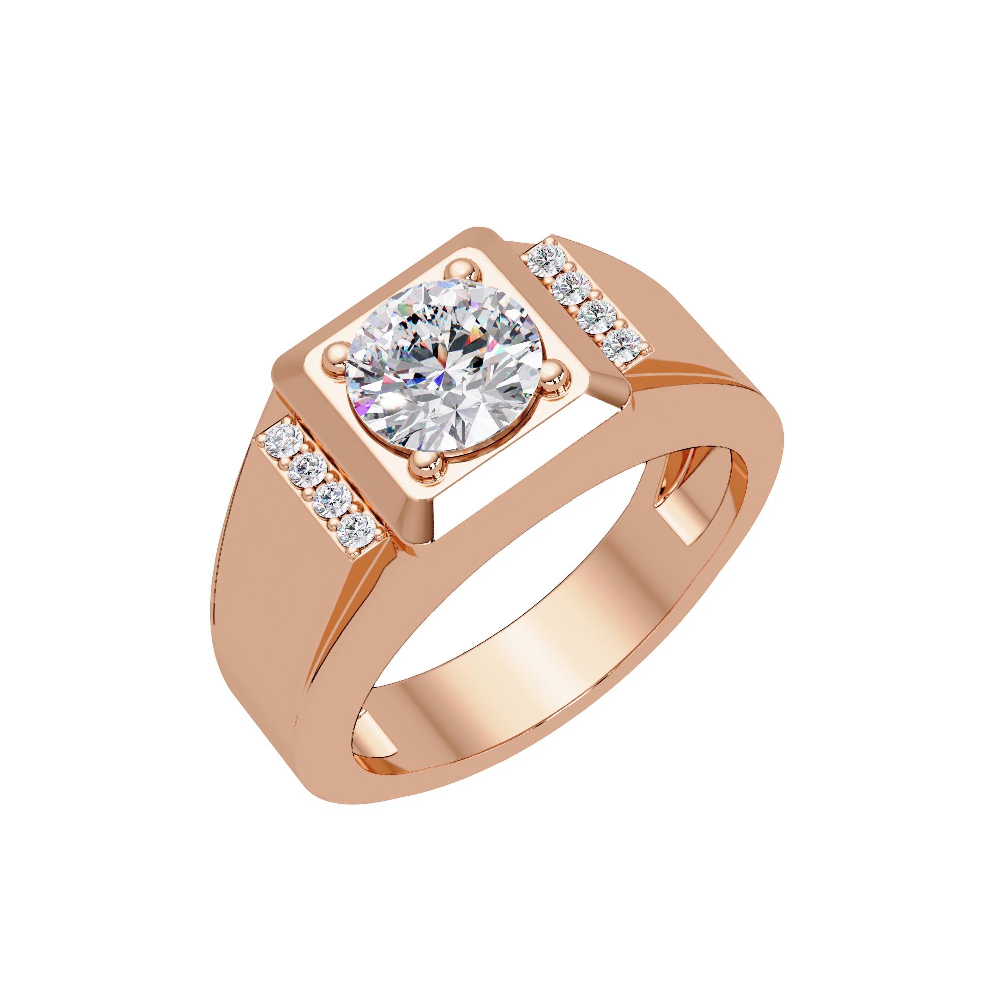 Lab Grown Diamond 1.10 CTW Round Men's Ring- Sterling Silver