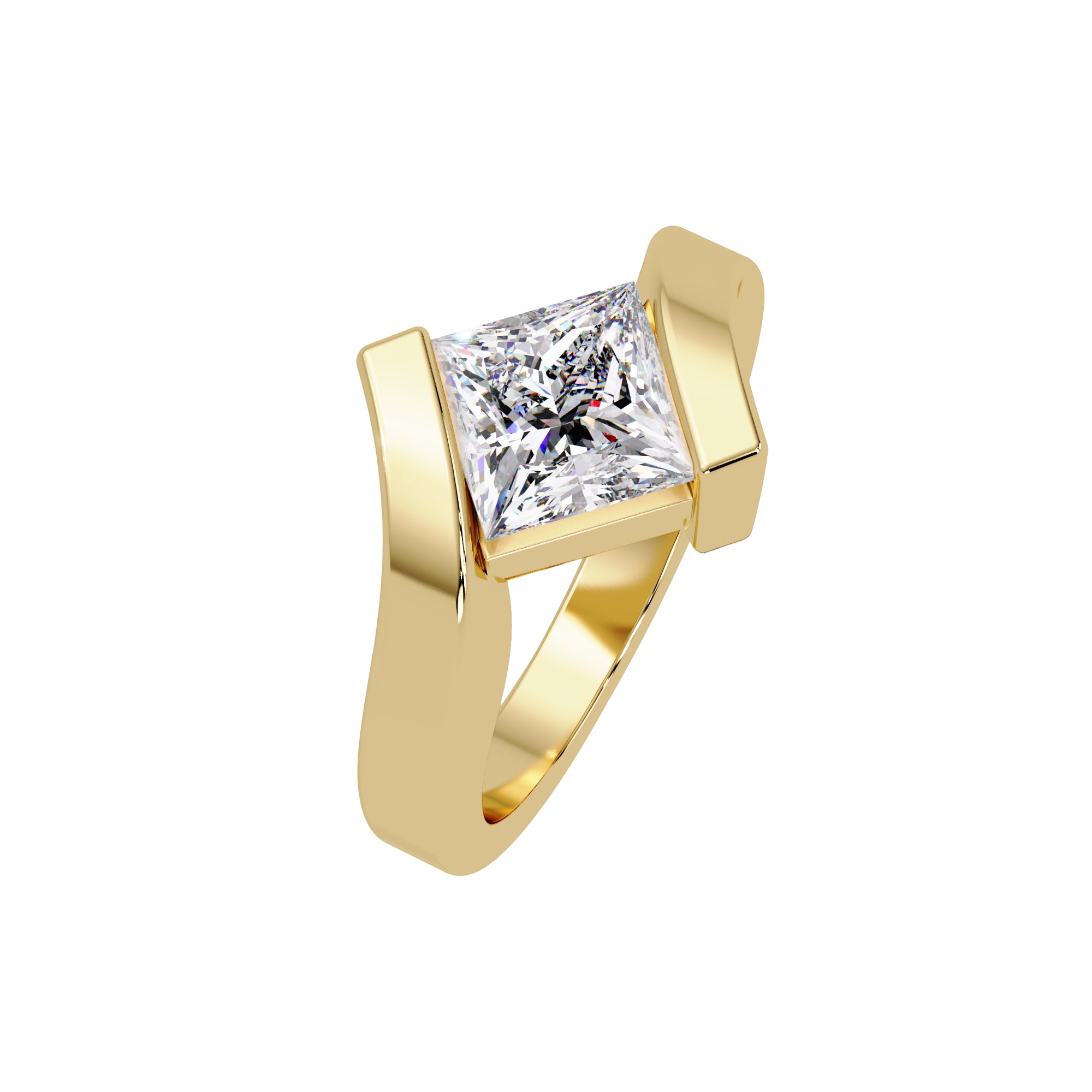 Lab Grown Diamond 2.00 CTW Square Solitaire Statement Men's Ring- Sterling Silver