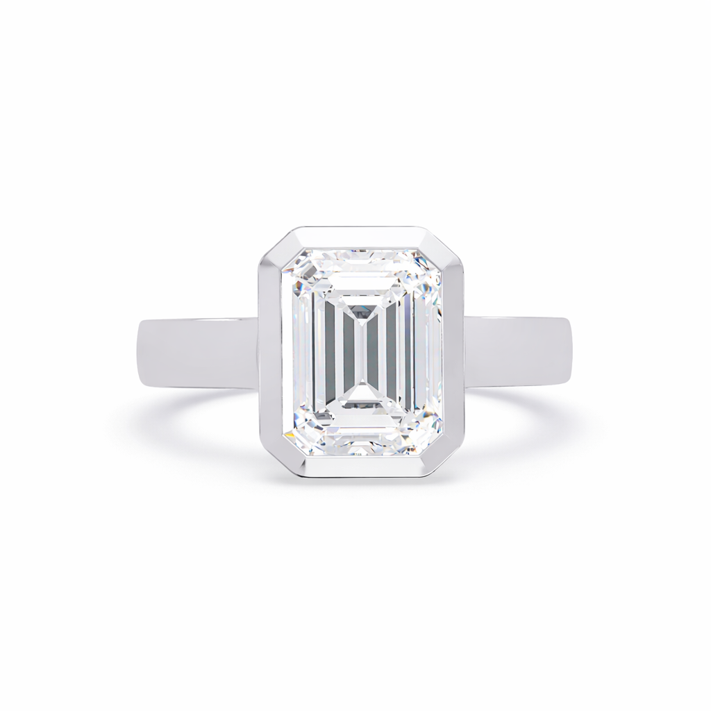 Lab Grown Diamond 2.65 CTW Octagon Bezel Set Bold Solitaire Men's Ring- Sterling Silver