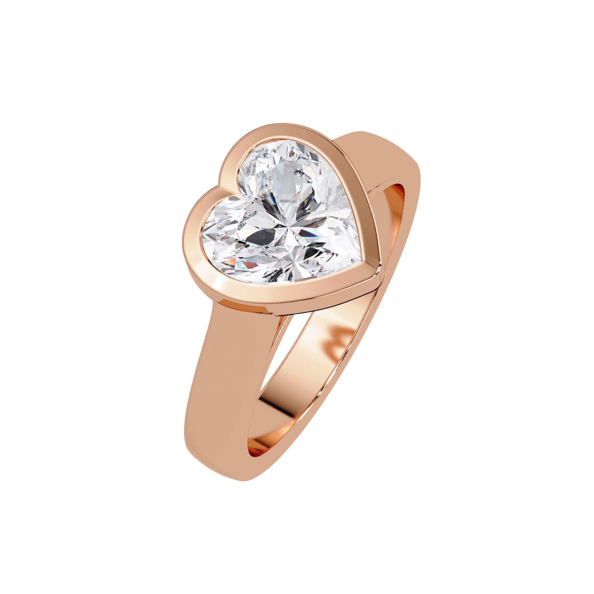 Lab Grown Diamond 1.85 CTW Heart Bezel Set Solitaire Ring- Sterling Silver