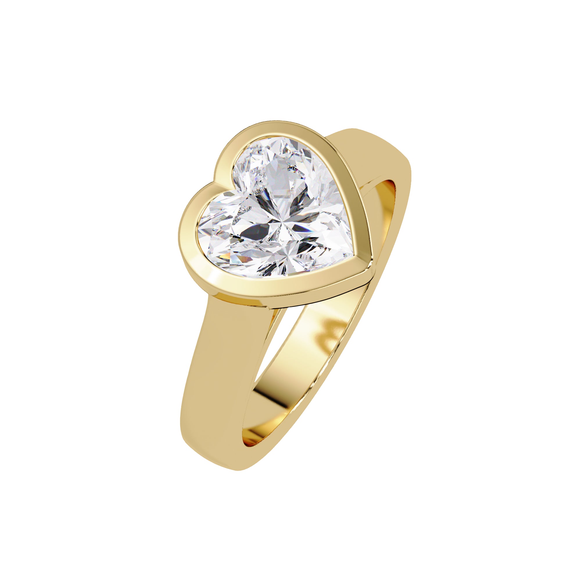 Lab Grown Diamond 1.85 CTW Heart Bezel Set Solitaire Ring- Sterling Silver