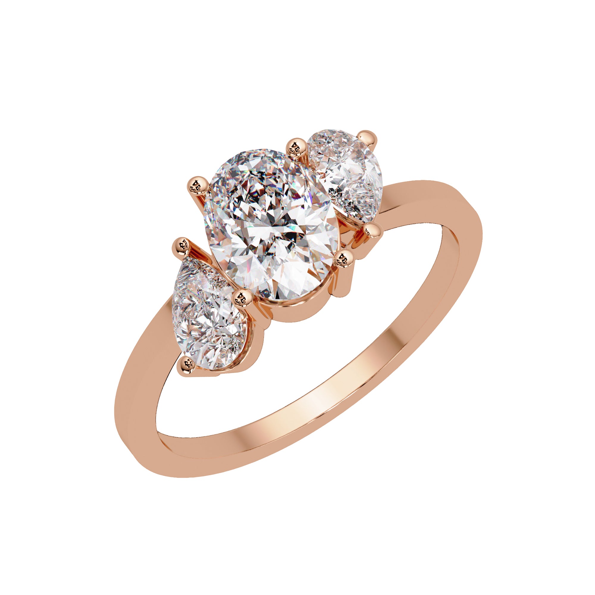 Lab Grown Diamond 1.50 CTW Pear Three Stone Ring- Sterling Silver