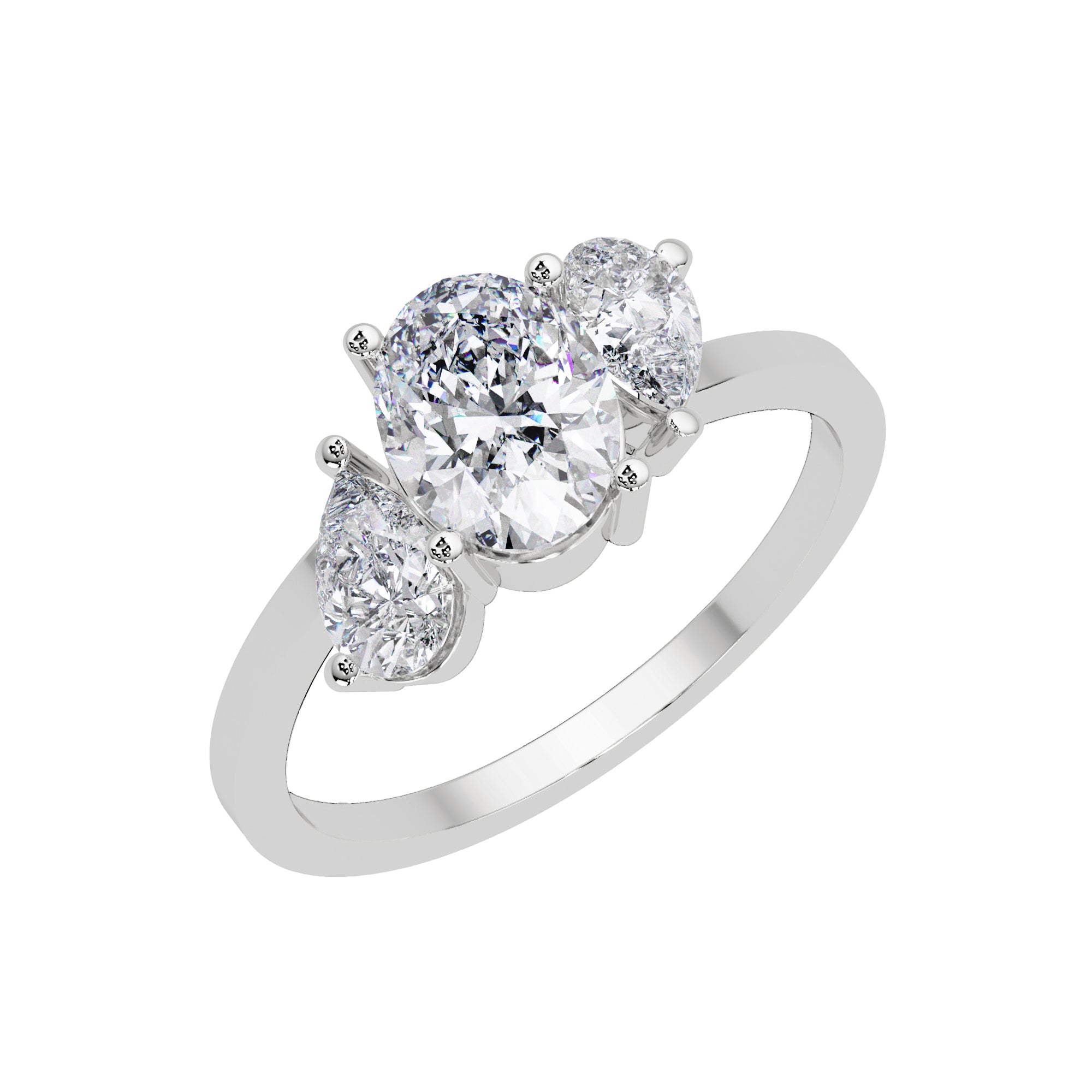 Lab Grown Diamond 1.50 CTW Pear Three Stone Ring- Sterling Silver