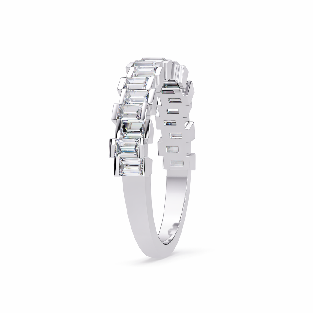 Lab Grown Diamond 1.00 CTW Baguette Classic Eternity Ring- Sterling Silver