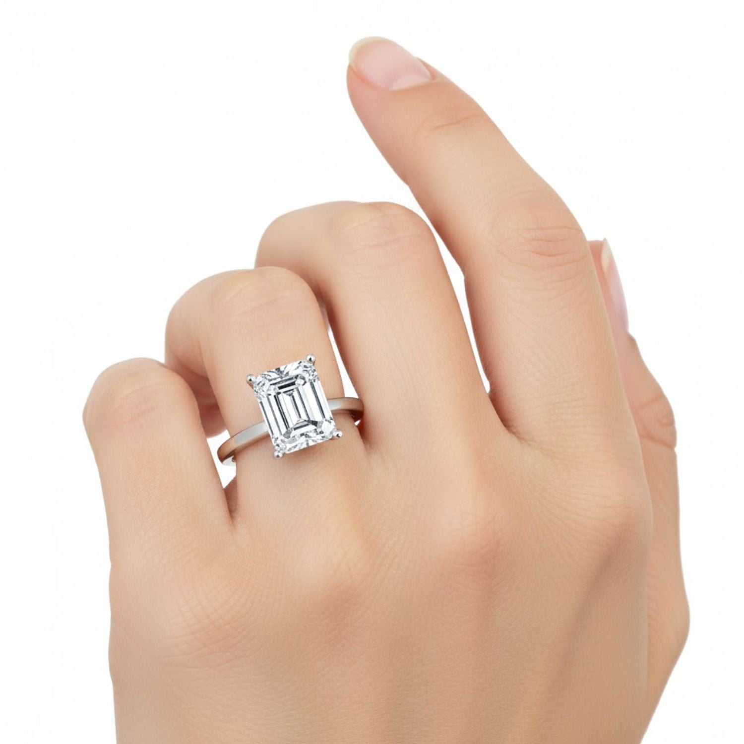 Lab Grown Diamond 2.00 CTW Octagon Solitaire Ring- Sterling Silver