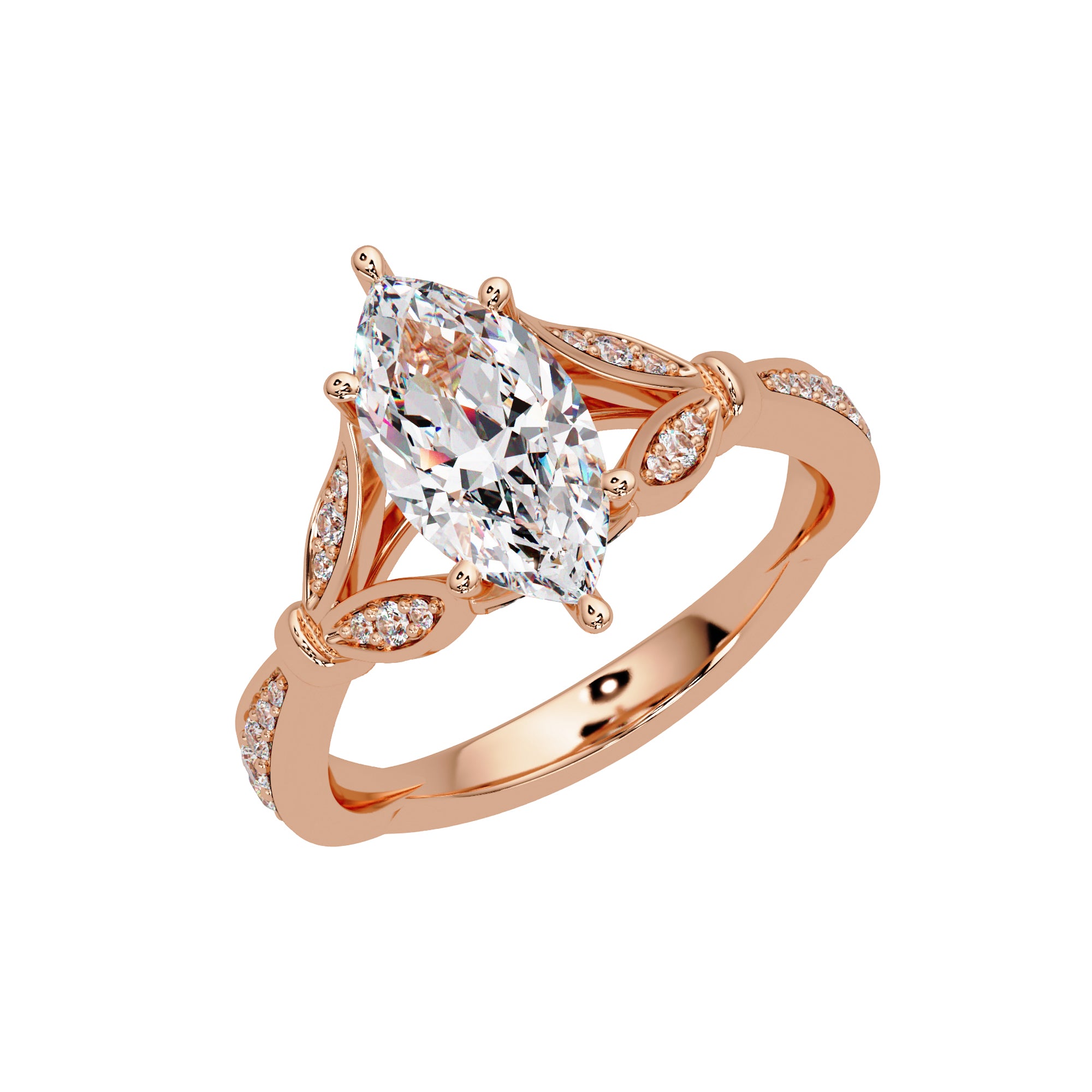 Lab Grown Diamond 1.70 CTW Marquise Vintage Leaf Accents Ring- Sterling Silver