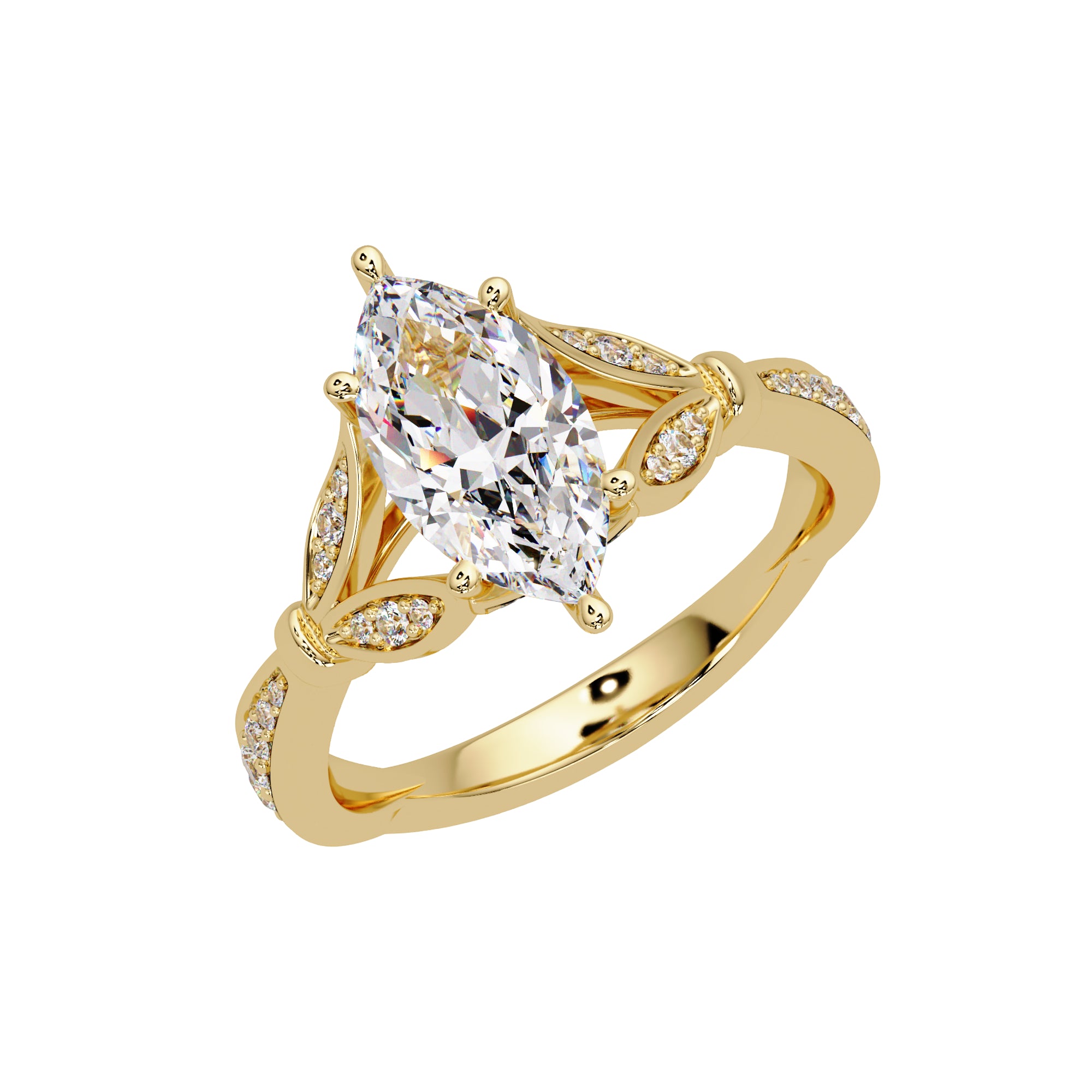 Lab Grown Diamond 1.70 CTW Marquise Vintage Leaf Accents Ring- Sterling Silver