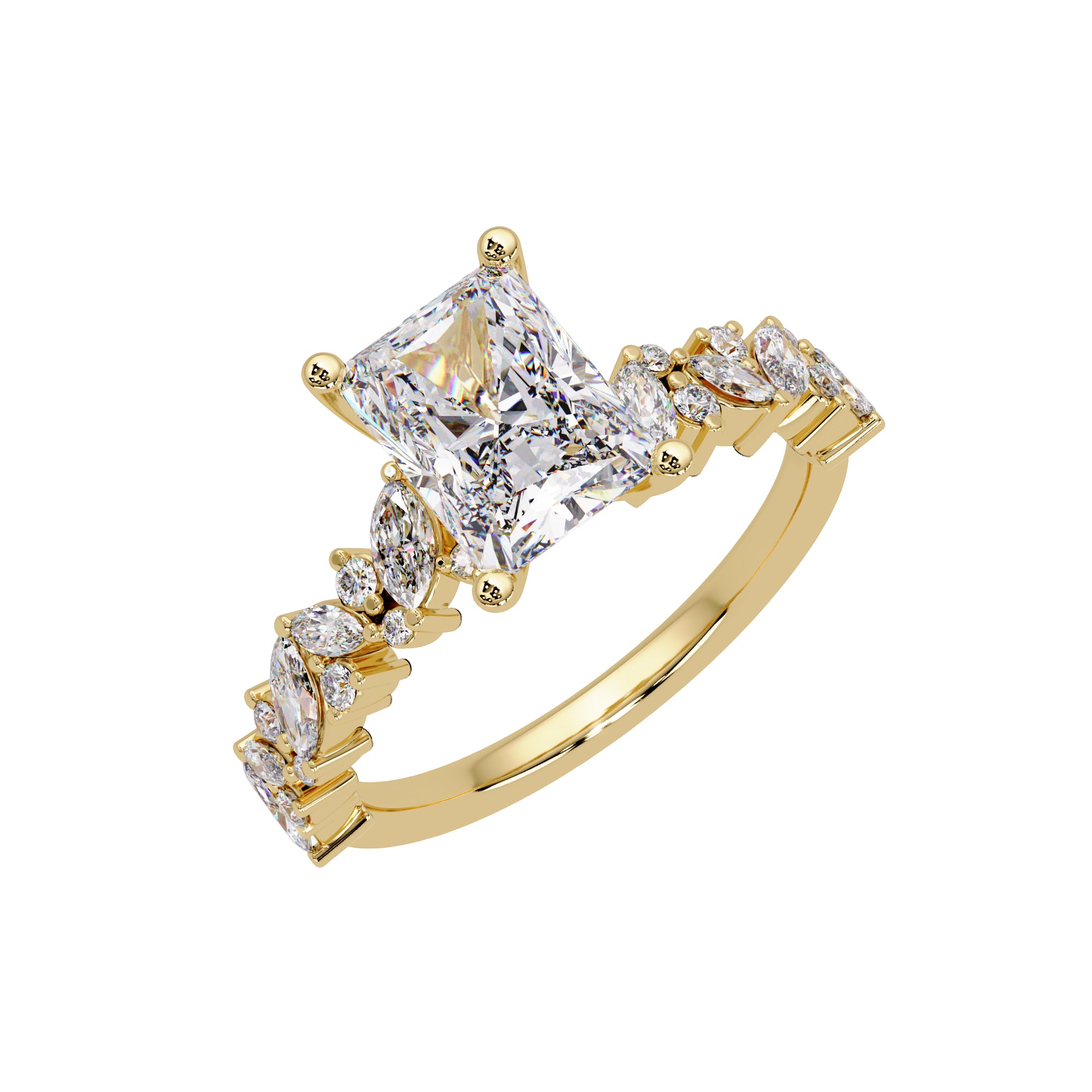 Lab Grown Diamond 3.15 CTW Octagon Side Stone Ring- Sterling Silver