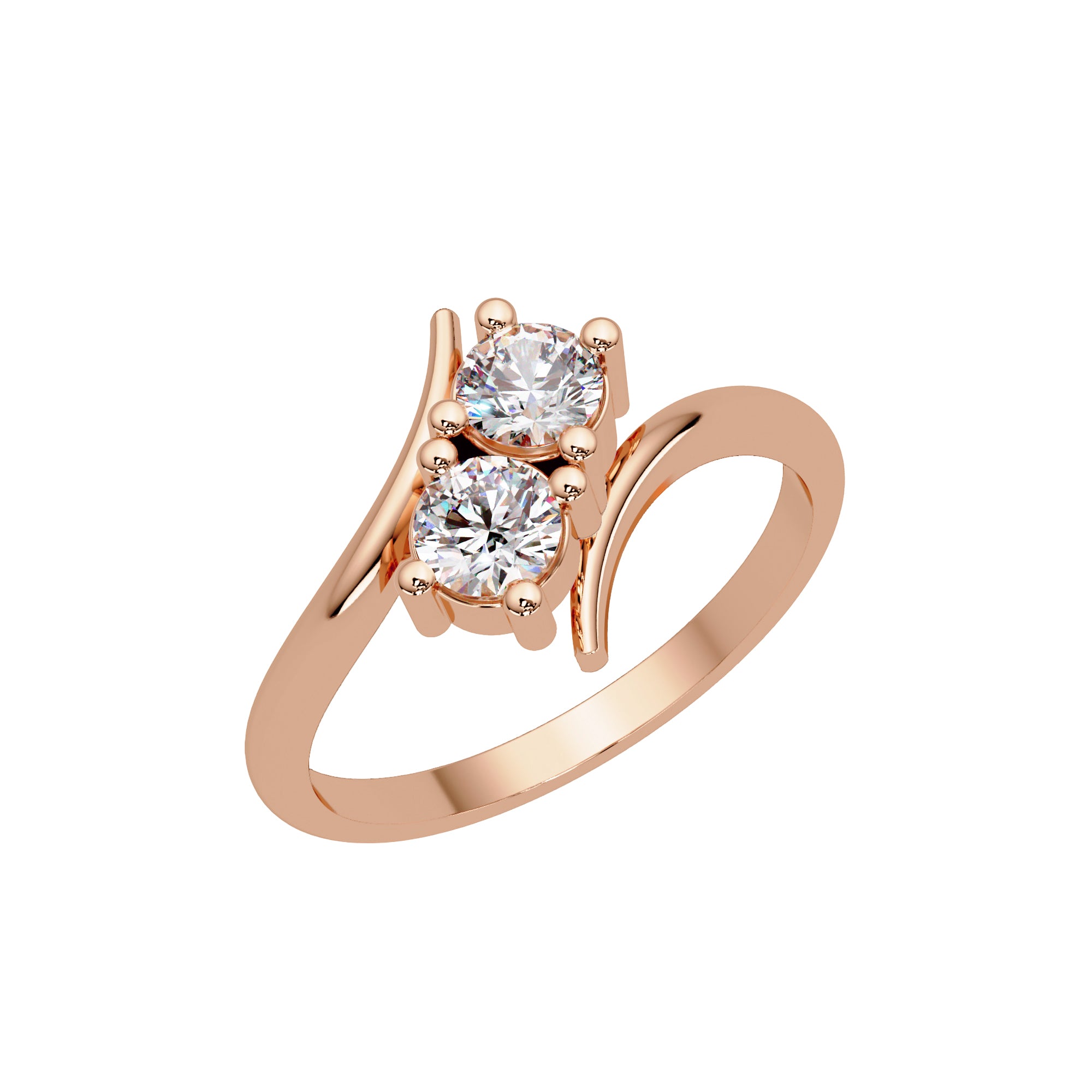 Lab Grown Diamond 0.50 CTW Round Two-Stone Bypass Ring- Sterling Silver