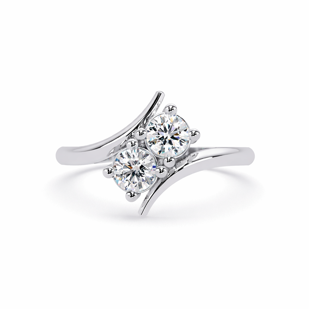 Lab Grown Diamond 0.50 CTW Round Two-Stone Bypass Ring- Sterling Silver
