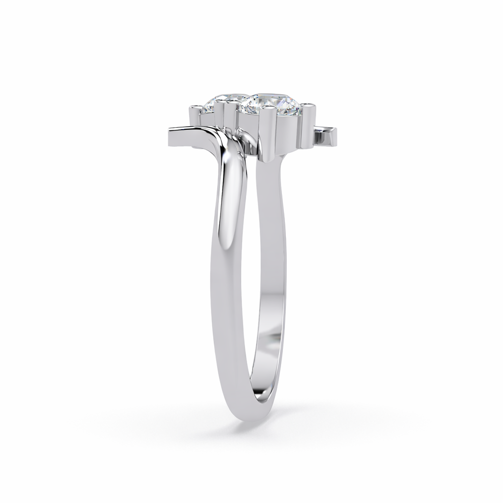 Lab Grown Diamond 0.50 CTW Round Two-Stone Bypass Ring- Sterling Silver
