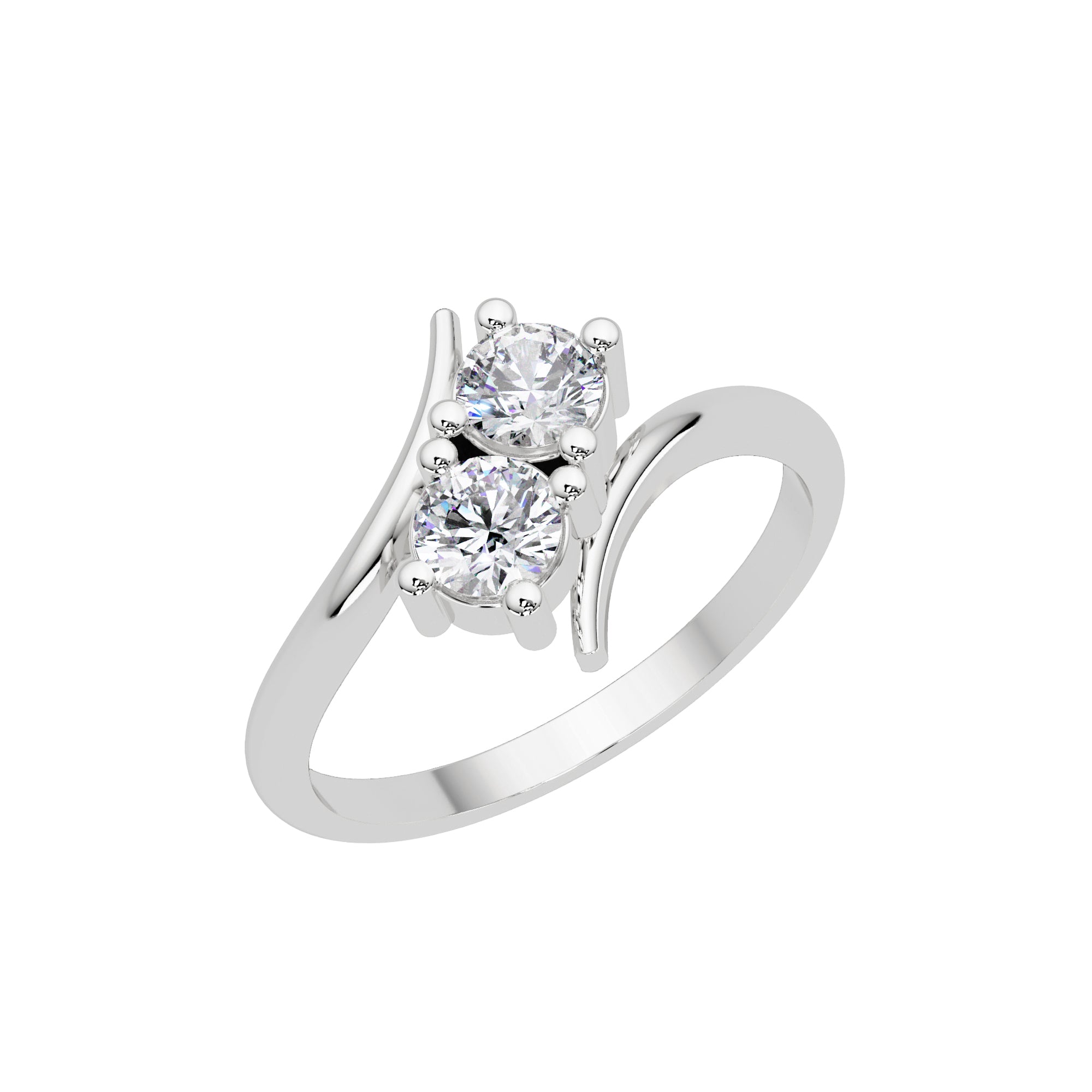 Lab Grown Diamond 0.50 CTW Round Two-Stone Bypass Ring- Sterling Silver