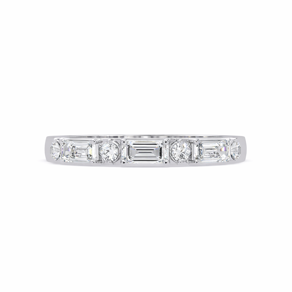 Lab Grown Diamond 0.60 CTW Octagon Eternity Stackable Ring- Sterling Silver