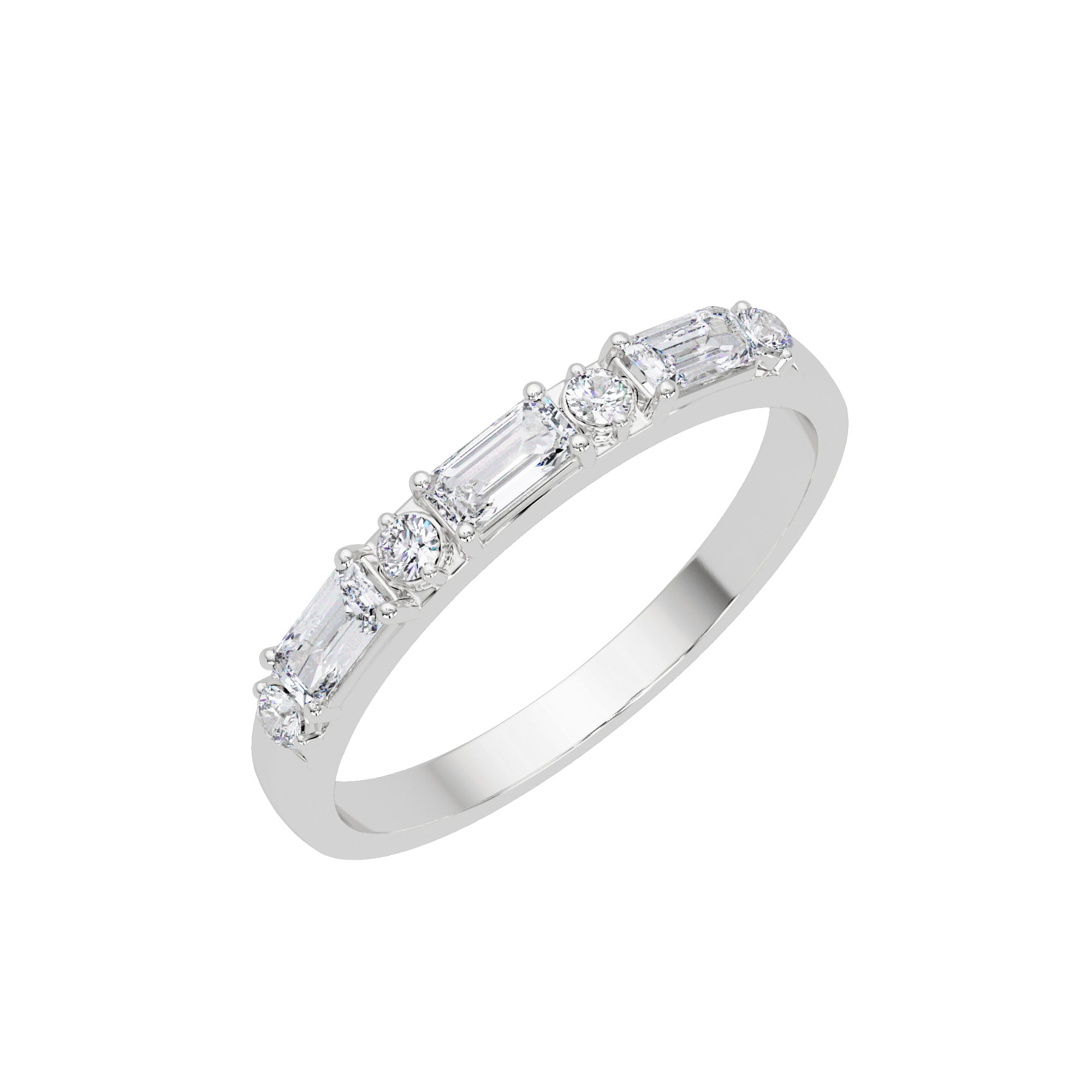Lab Grown Diamond 0.60 CTW Octagon Eternity Stackable Ring- Sterling Silver