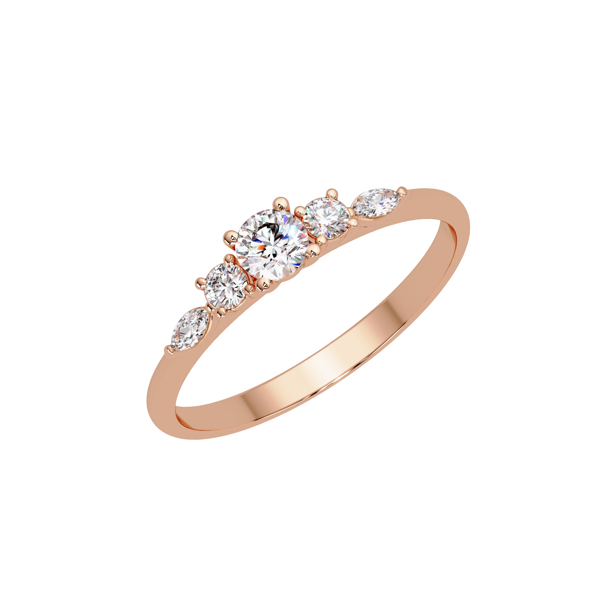 Lab Grown Diamond 0.30 CTW Round Tapered Band Ring- Sterling Silver