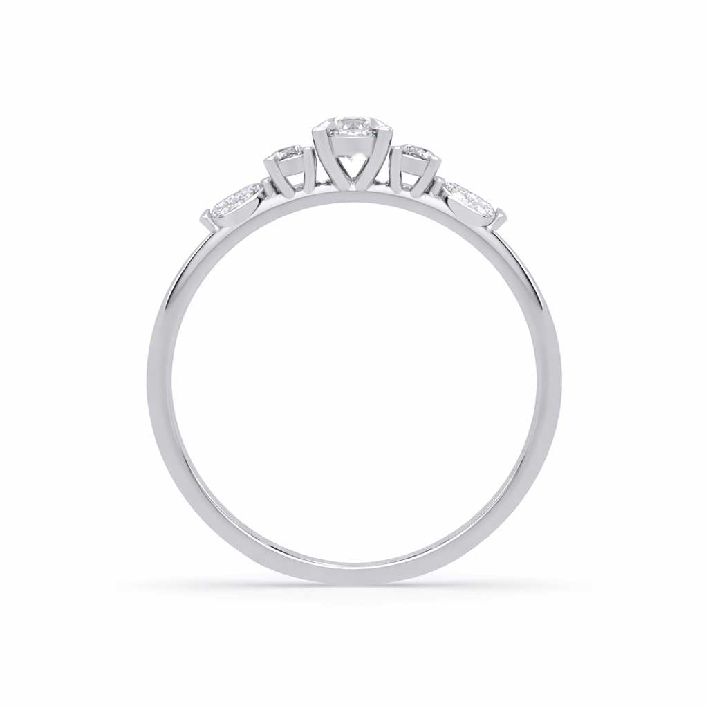 Lab Grown Diamond 0.30 CTW Round Tapered Band Ring- Sterling Silver