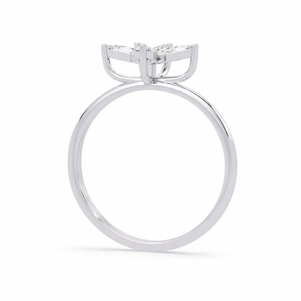 Lab Grown Diamond 0.50 CTW Marquise Four-Petal Floral Ring- Sterling Silver