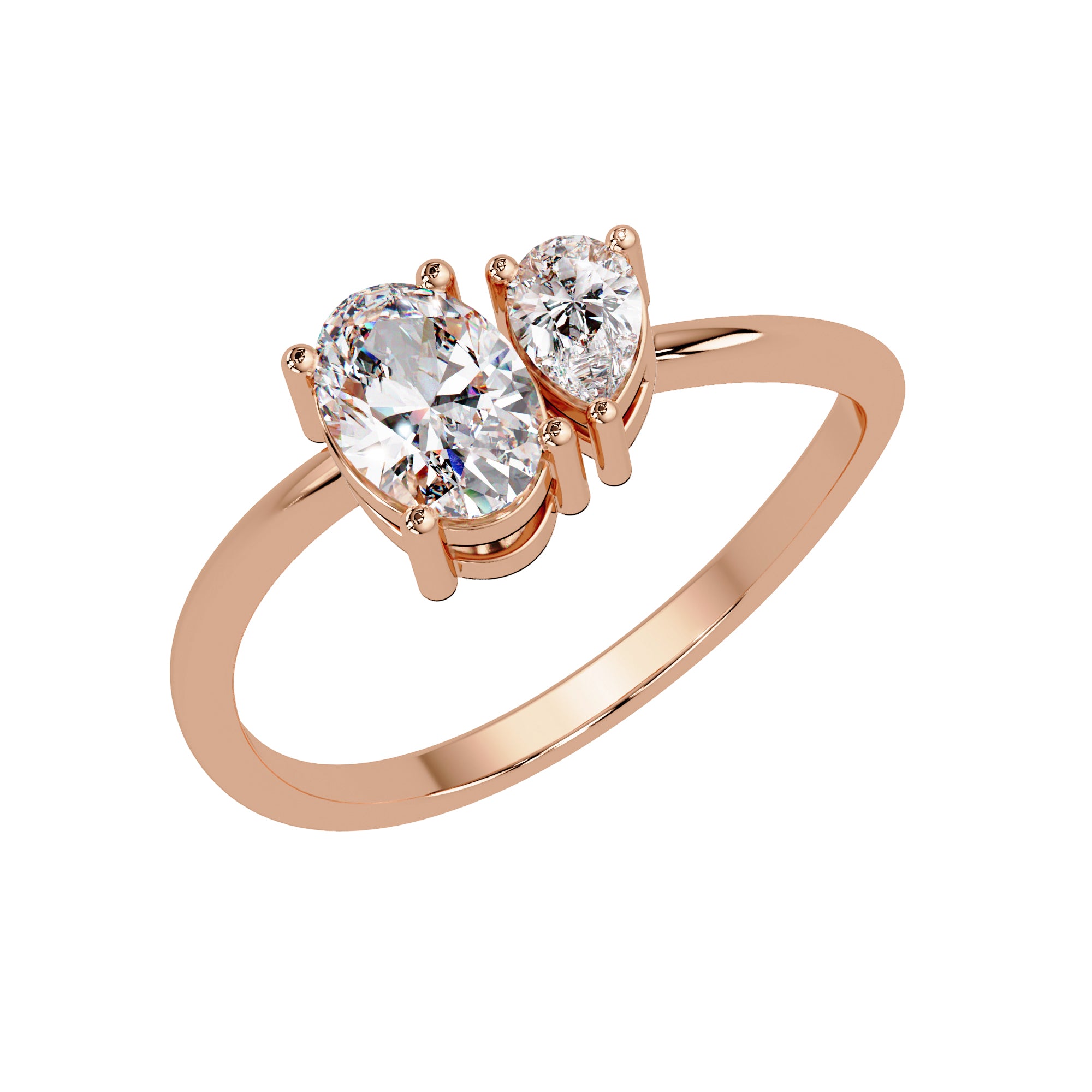 Lab Grown Diamond 0.65 CTW Oval Two-Stone Ring- Sterling Silver
