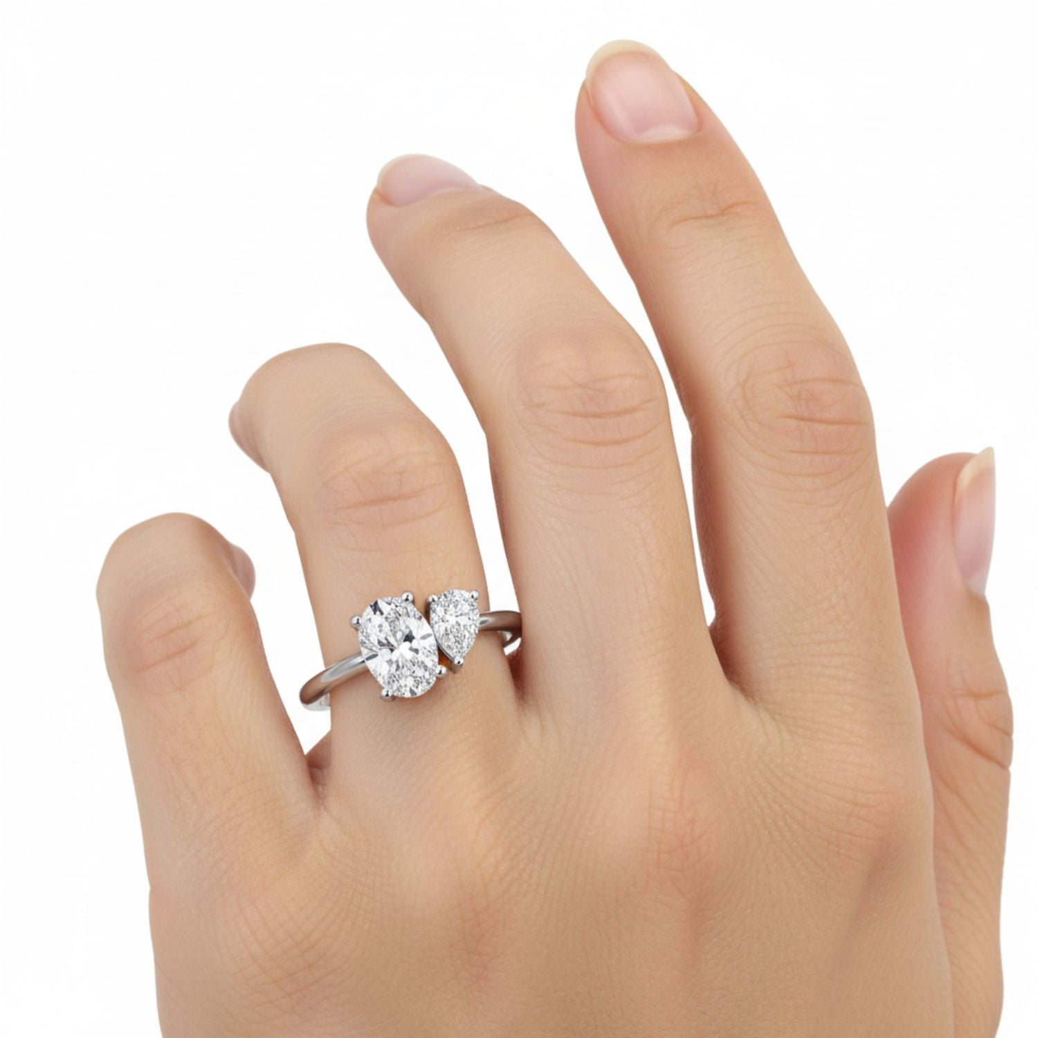 Lab Grown Diamond 0.65 CTW Oval Two-Stone Ring- Sterling Silver