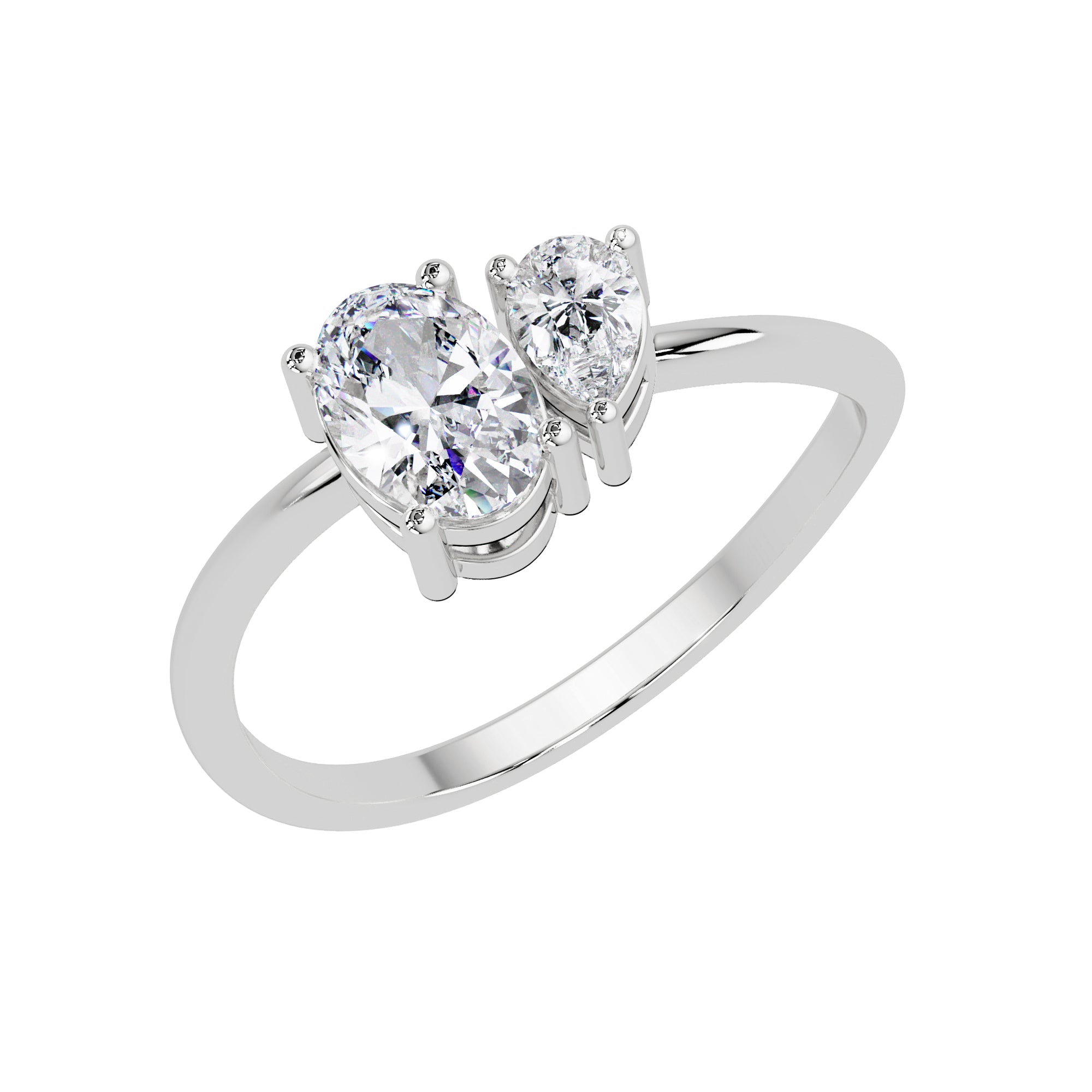 Lab Grown Diamond 0.65 CTW Oval Two-Stone Ring- Sterling Silver