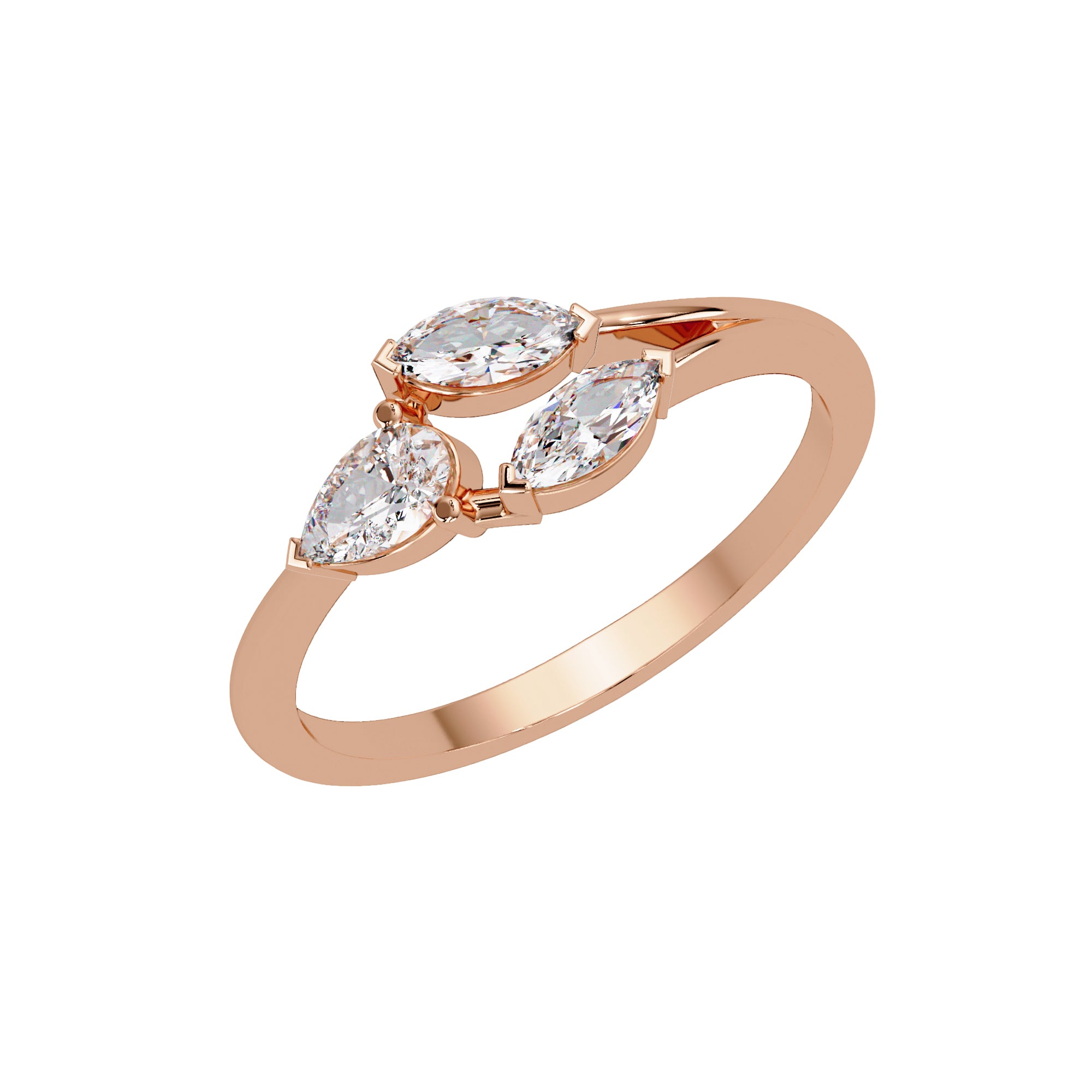 Lab Grown Diamond 0.45 CTW Marquise Three-Stone Cluster Ring- Sterling Silver