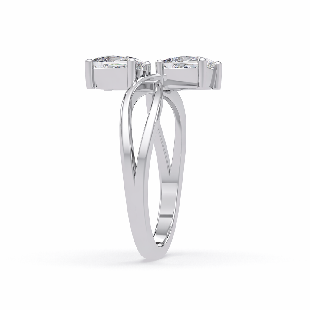 Lab Grown Diamond 1.30 CTW Square Two Stone Bypass Ring- Sterling Silver