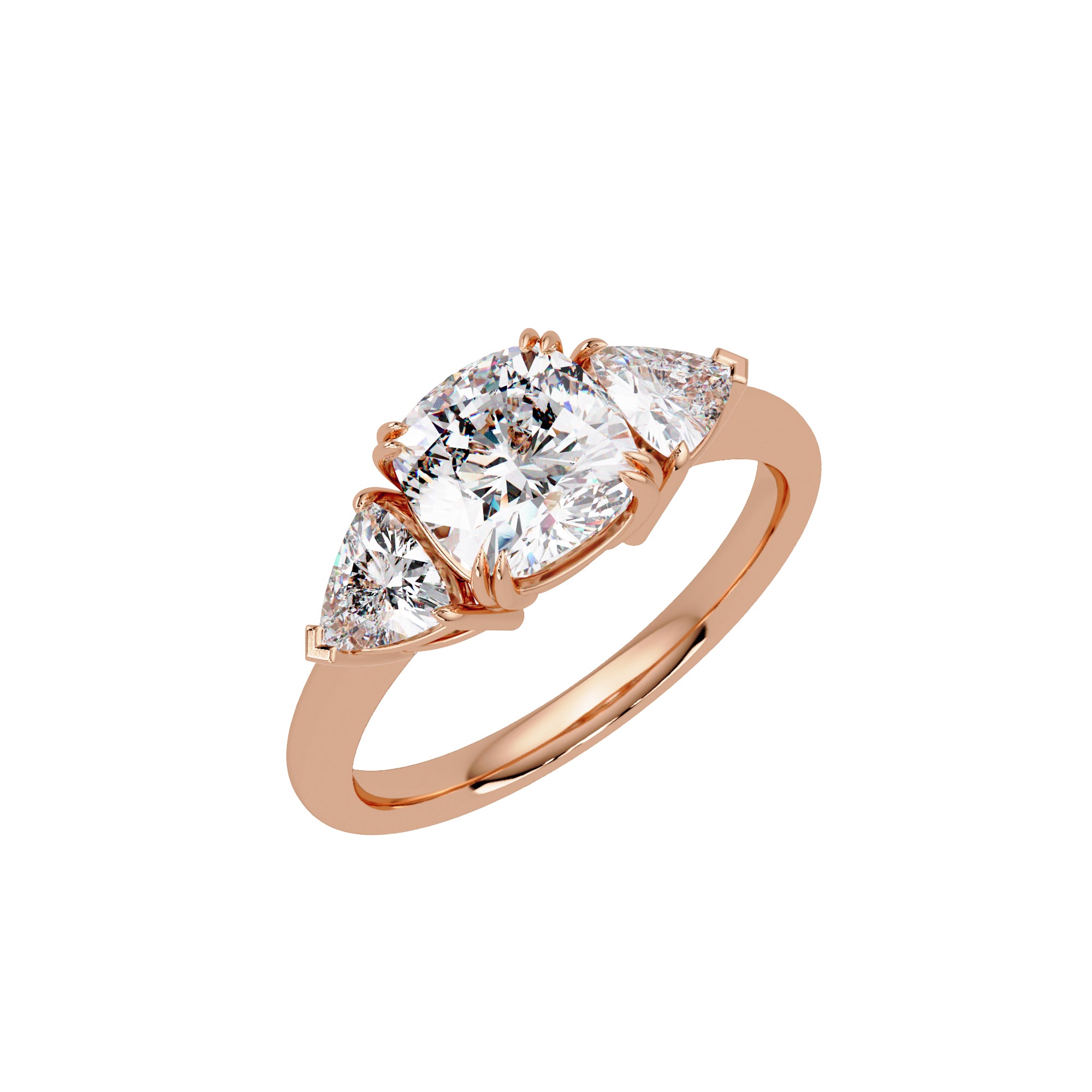 Lab Grown Diamond 2.50 CTW Cushion Three Stone Ring- Sterling Silver