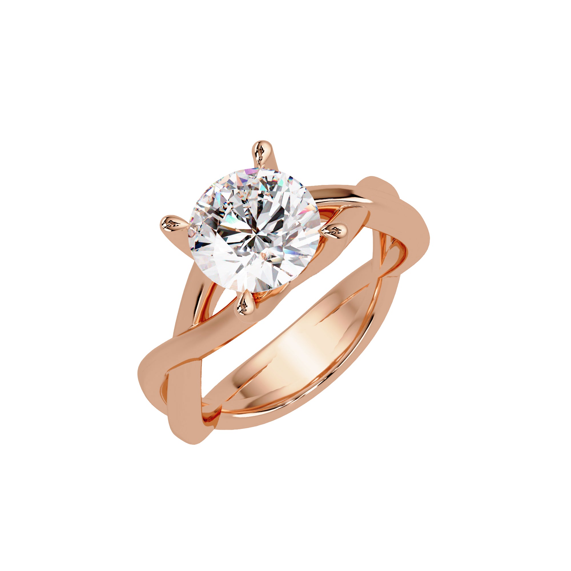 Lab Grown Diamond 2.00 CTW Round Twisted Solitaire Ring- Sterling Silver