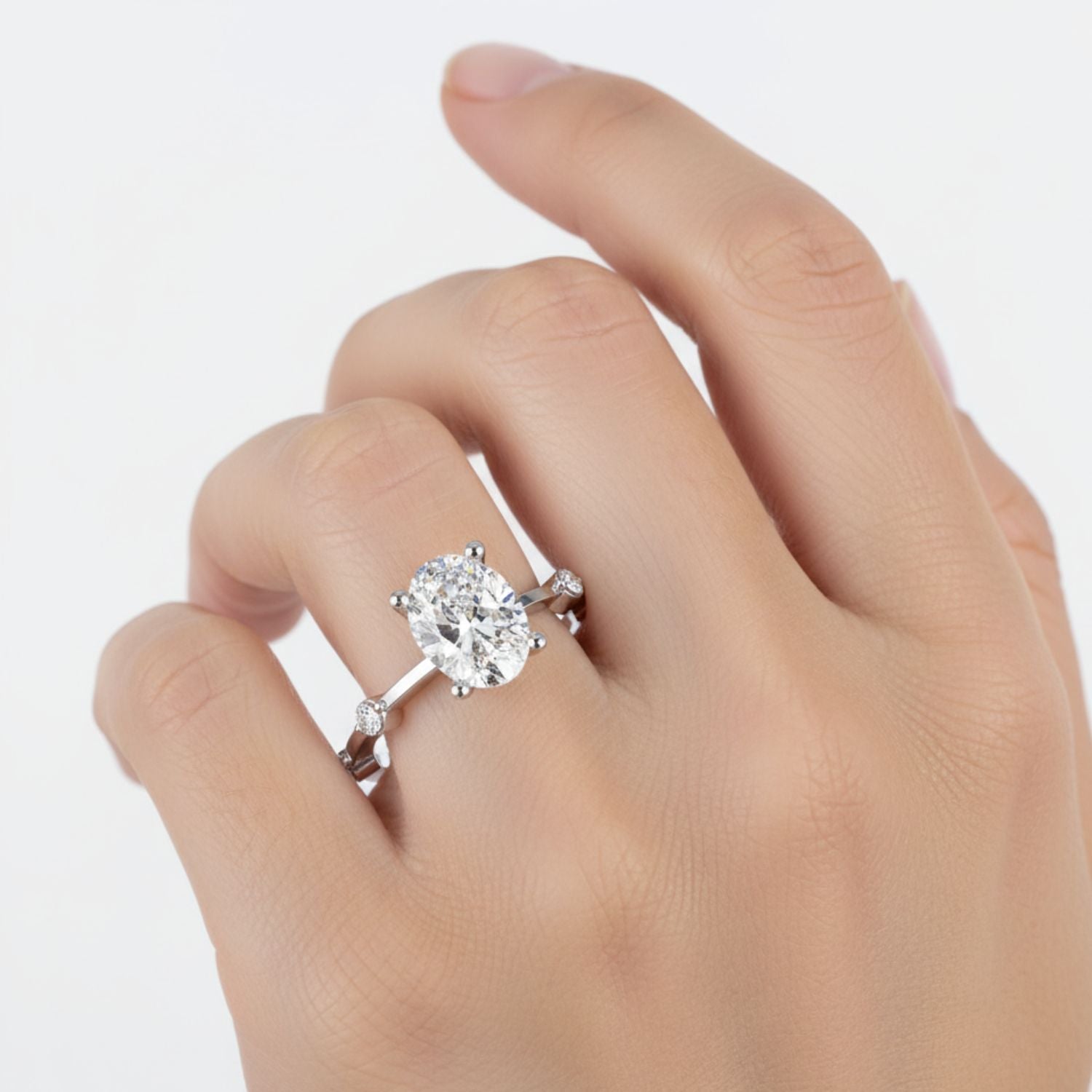 Lab Grown Diamond 1.50 CTW Oval Solitaire Ring- Sterling Silver