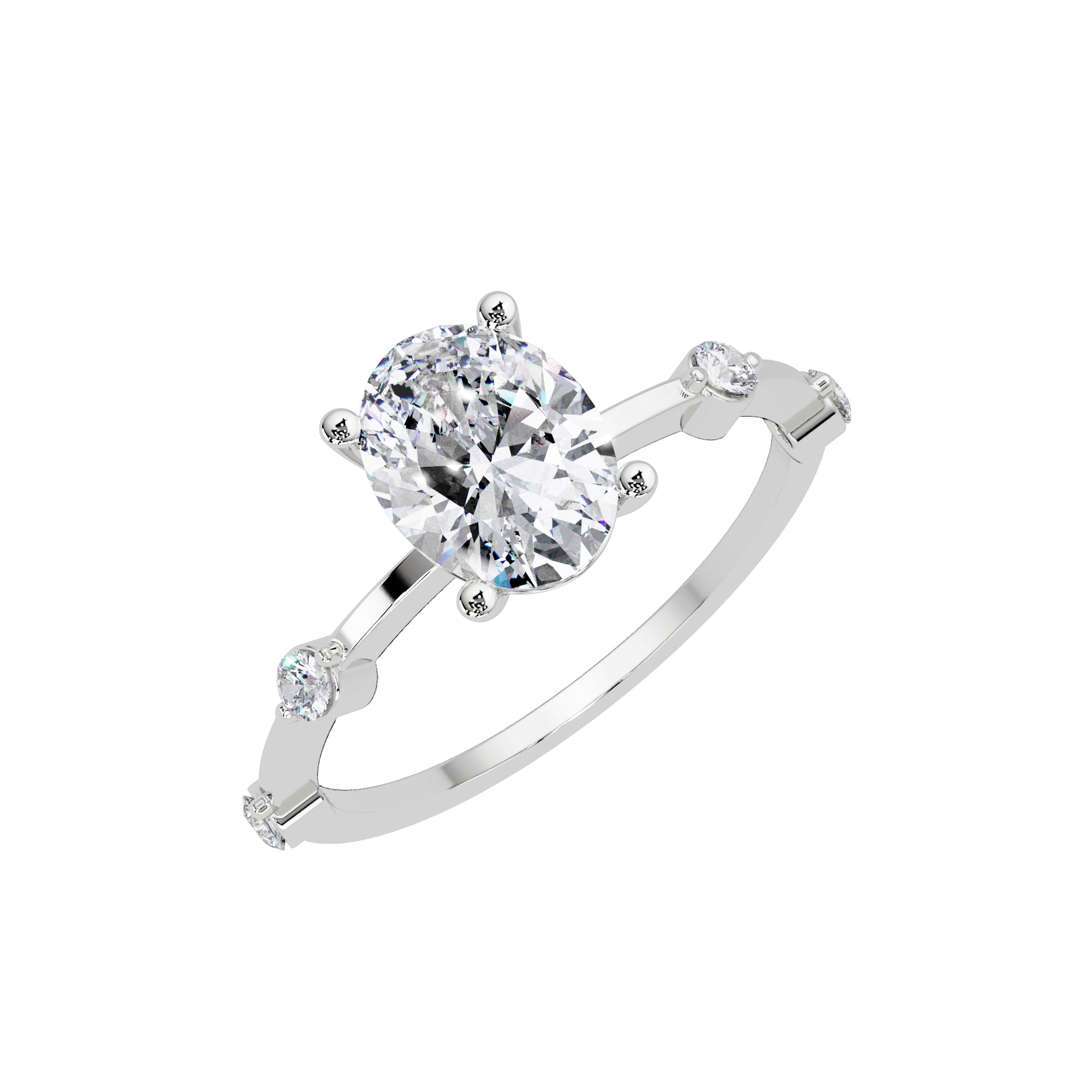 Lab Grown Diamond 1.50 CTW Oval Solitaire Ring- Sterling Silver