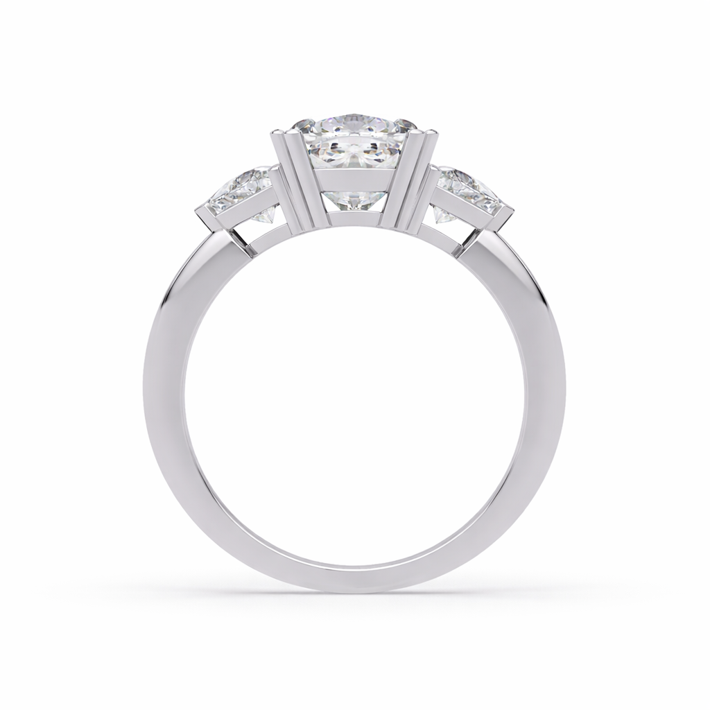 Lab Grown Diamond 3.25 CTW Cushion Three Stone Ring- Sterling Silver