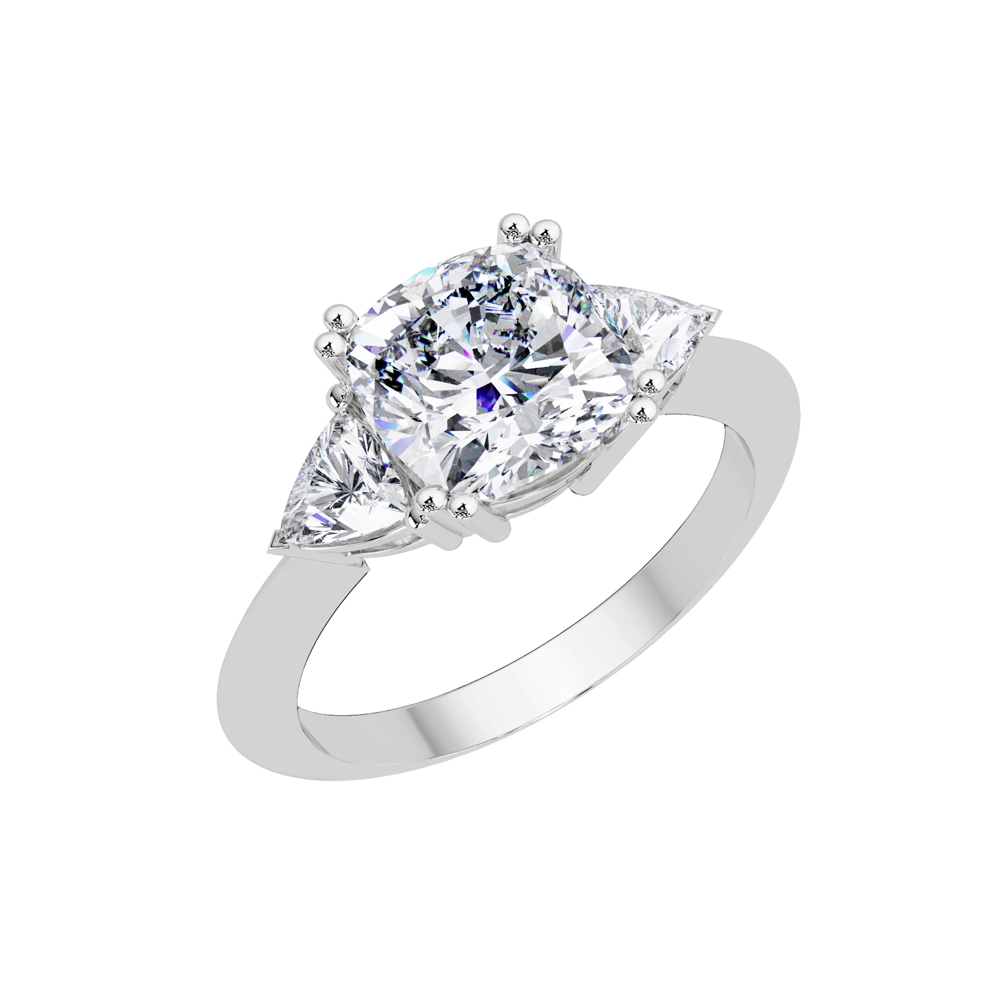 Lab Grown Diamond 3.25 CTW Cushion Three Stone Ring- Sterling Silver