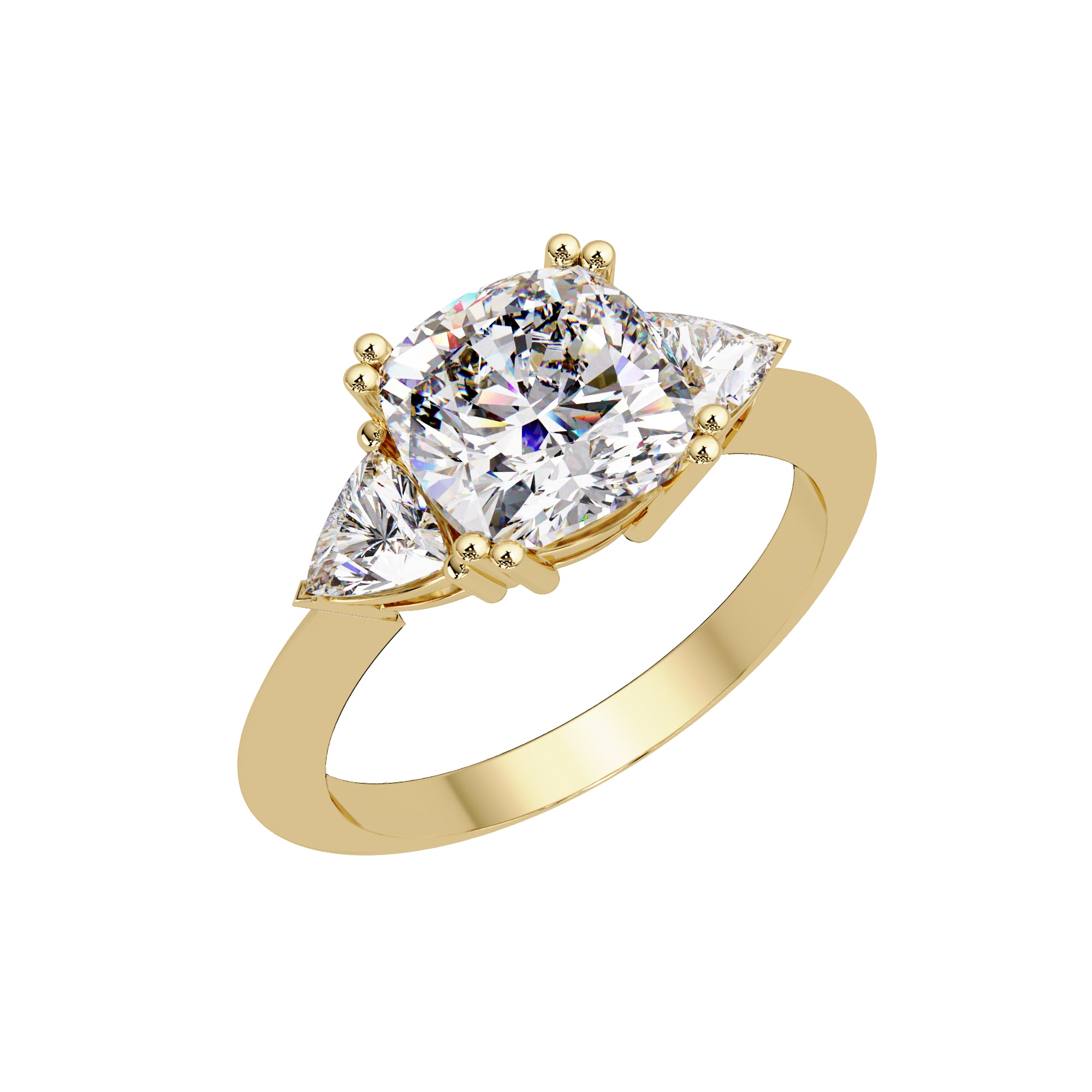 Lab Grown Diamond 3.25 CTW Cushion Three Stone Ring- Sterling Silver
