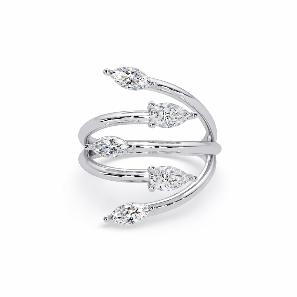 Lab Grown Diamond 1.25 CTW Multi-Row Wrap Design Ring- Sterling Silver