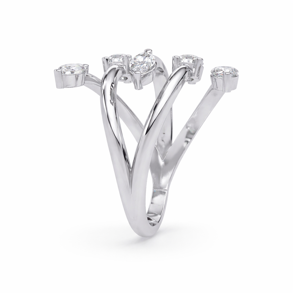 Lab Grown Diamond 1.25 CTW Multi-Row Wrap Design Ring- Sterling Silver