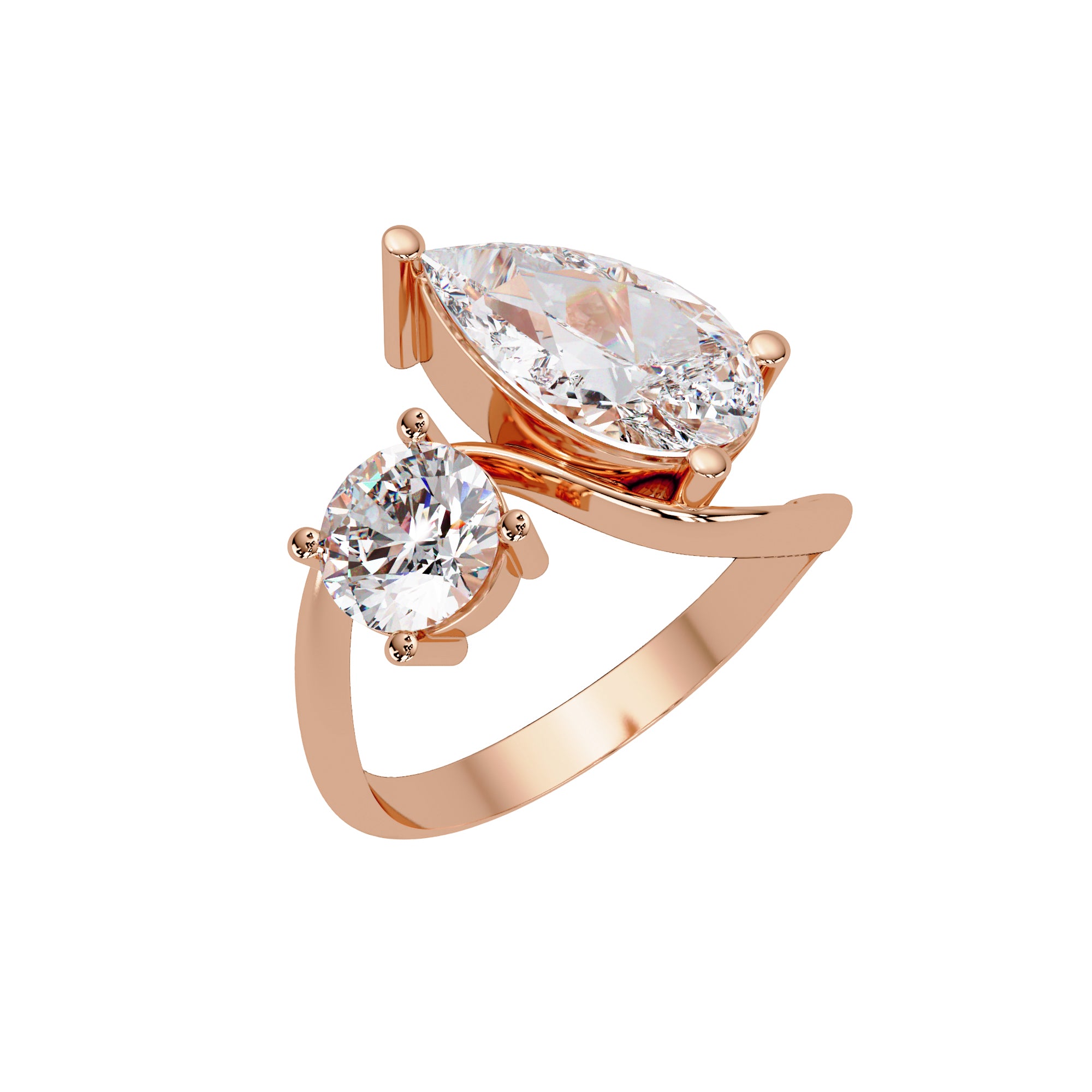 Lab Grown Diamond 3.00 CTW Pear Two-Stone Bypass Ring- Sterling Silver
