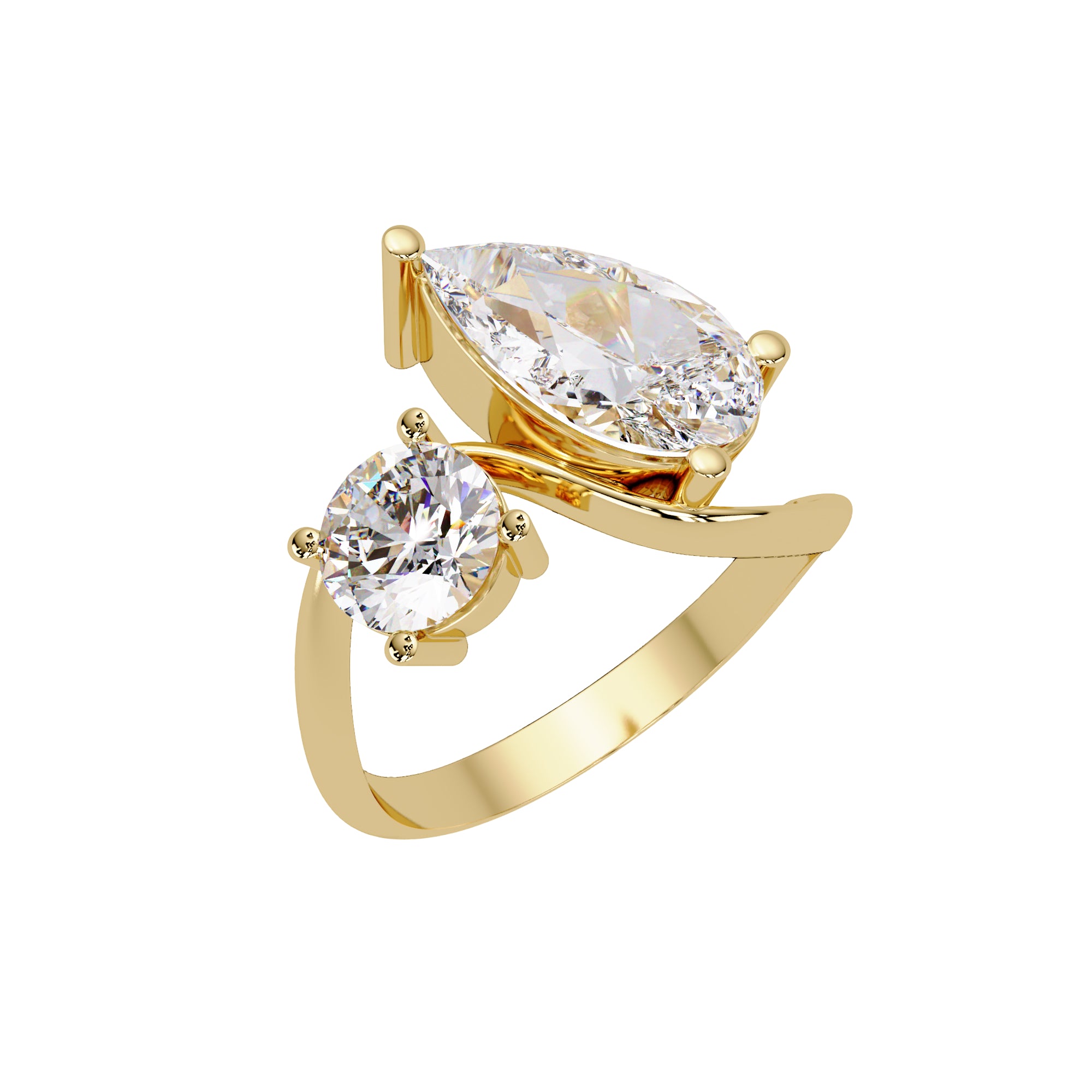 Lab Grown Diamond 3.00 CTW Pear Two-Stone Bypass Ring- Sterling Silver