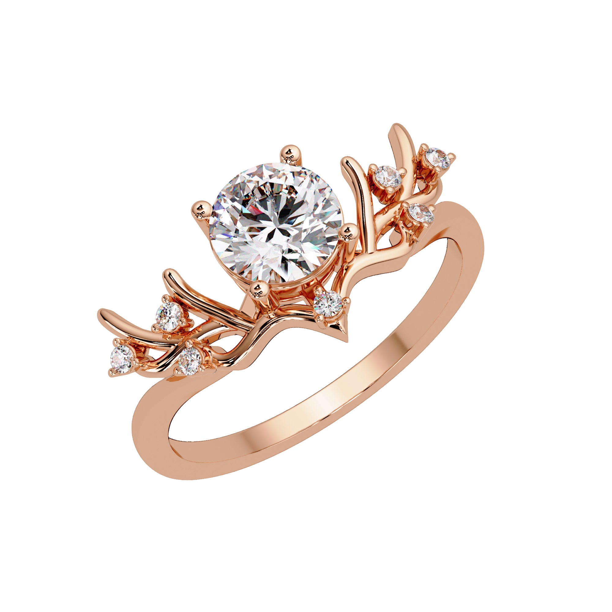 Lab Grown Diamond 0.90 CTW Round Floral Vine Design Ring- Sterling Silver