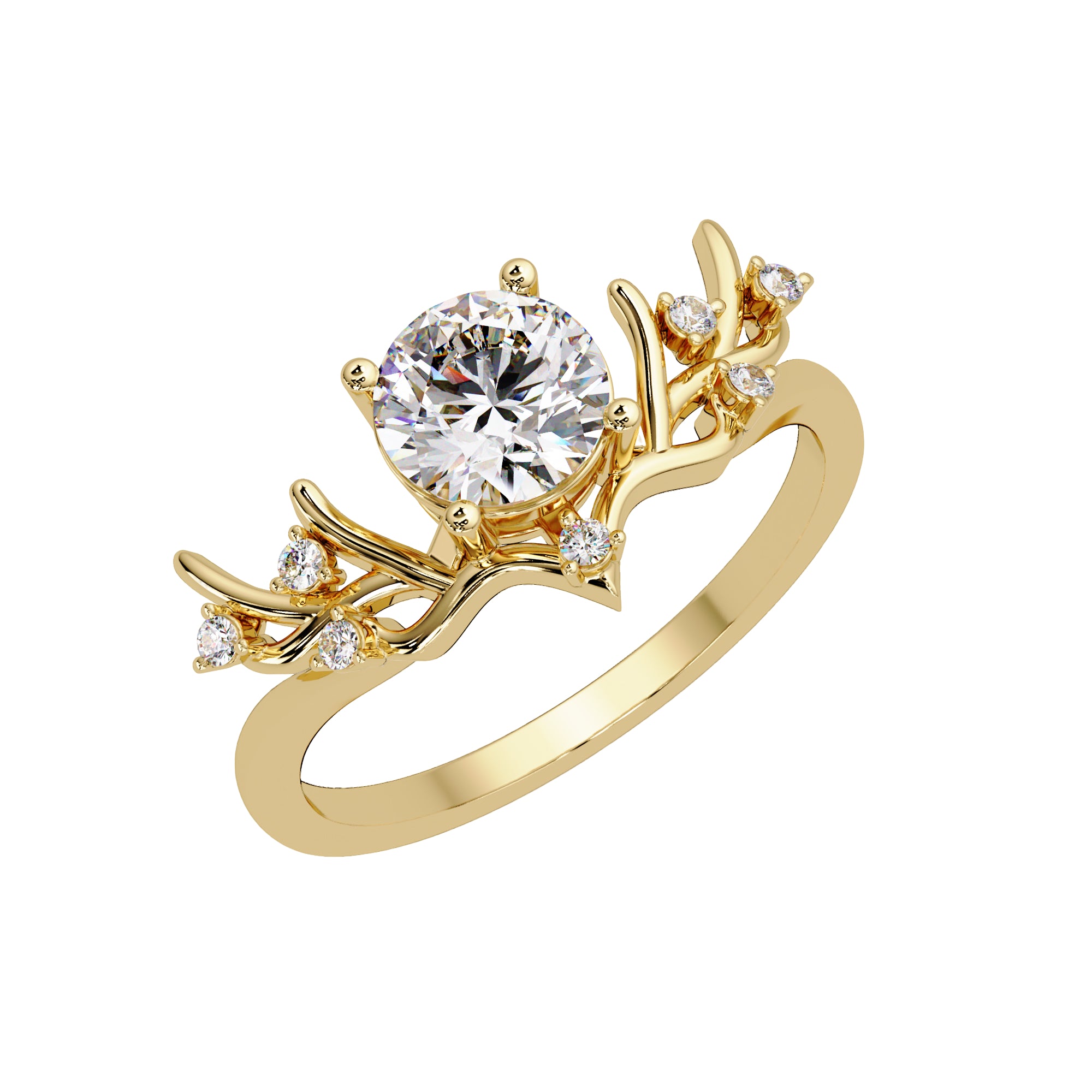 Lab Grown Diamond 0.90 CTW Round Floral Vine Design Ring- Sterling Silver