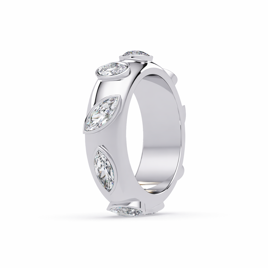 Lab Grown Diamond 2.25 CTW Bezel Design Eternity Ring- Sterling Silver